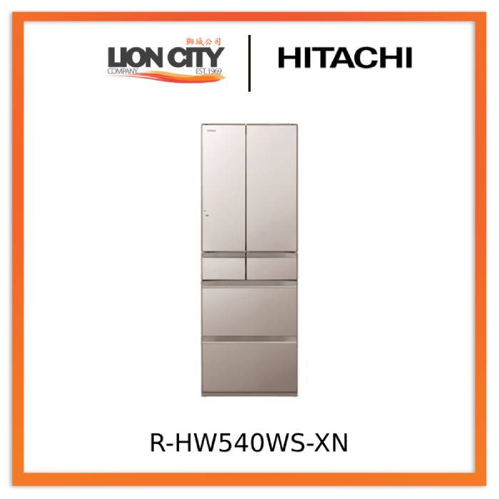 Hitachi R HW540WS XN/XW/XK 540L Multi-Door Refrigerator - Energy Efficient Large Capacity Fridge for Home, Kitchen, Restaurant & Office Use