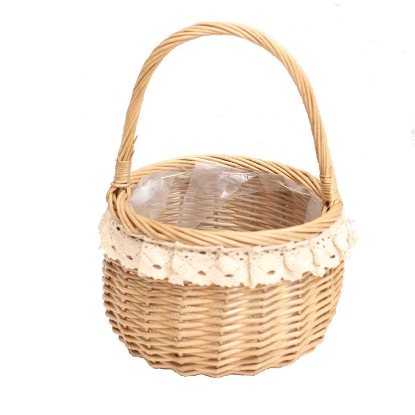 Premium Wicker Picnic Basket with Handle & Liner - 20x15cm Rattan Storage Box for Outdoor Camping, Beach Picnics & Fruit Display (Brown) - Portable & Stylish for Parties, Gatherings & Home Decor