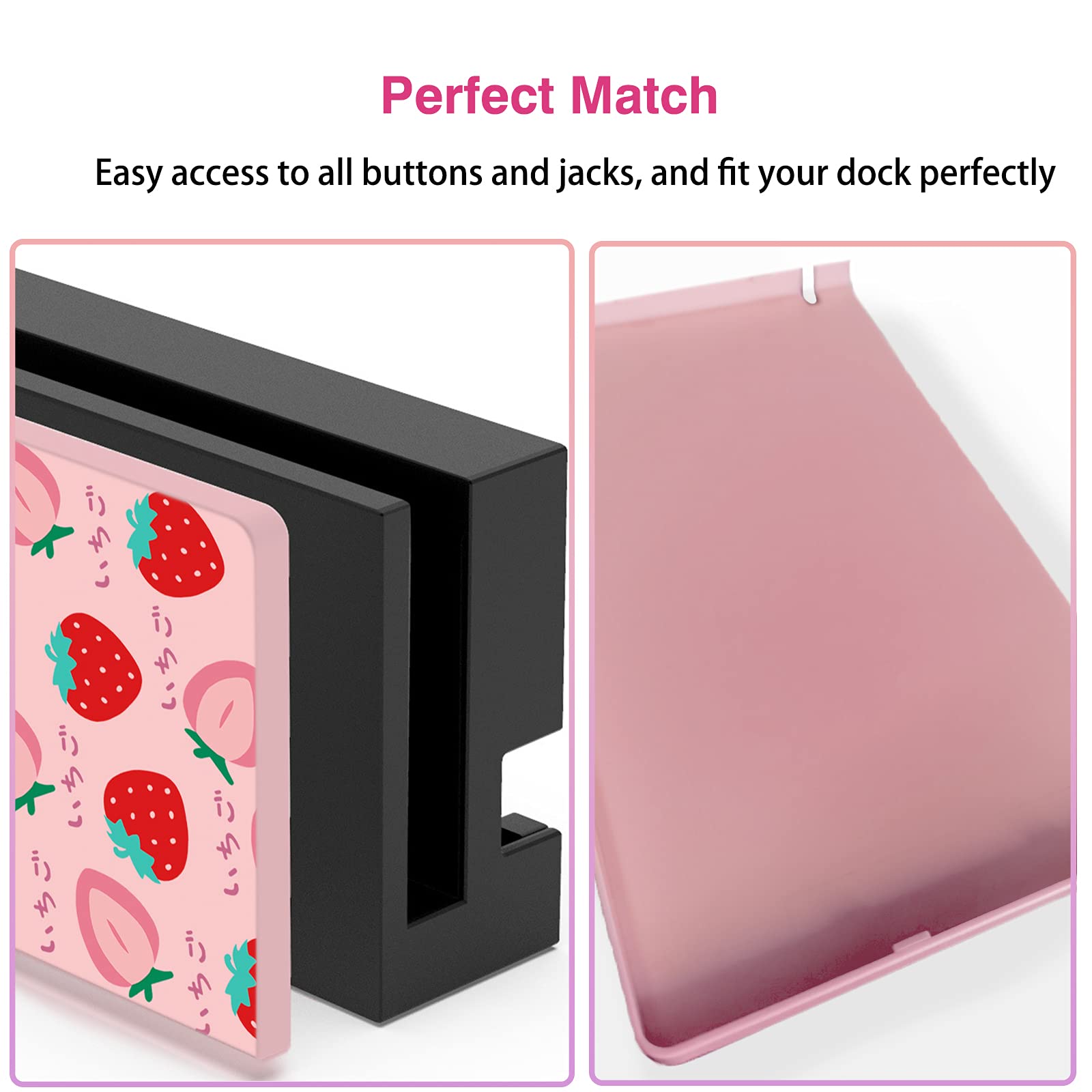 Custom Faceplate Cover for Nintendo Switch Charging Dock - Hard PC Slim Shell Anti-Scratch Protection | No Screwdriver Installation | Compatible with NS Docking Station | Strawberry Design | Perfect for Gaming Setups & Travel Protection