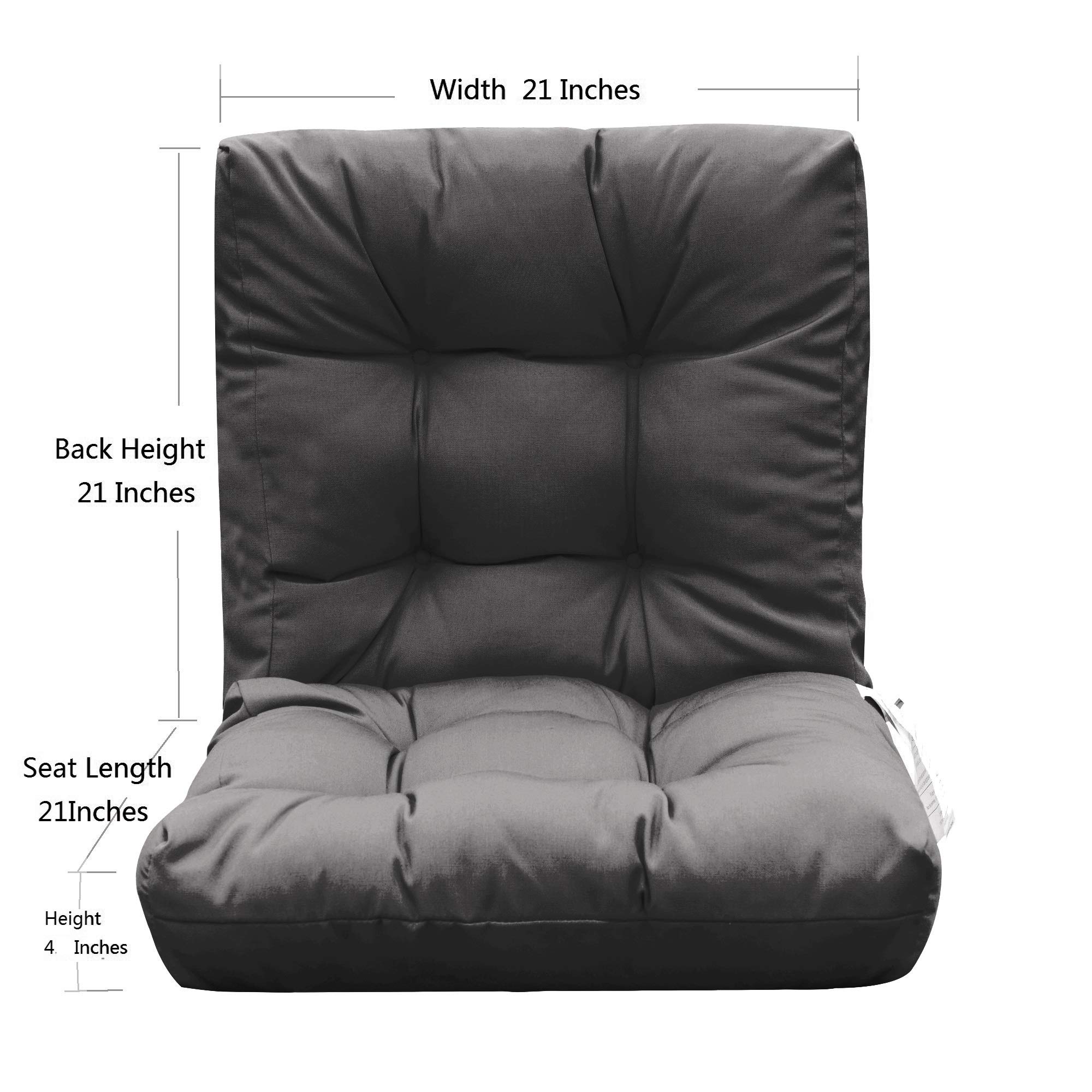 QILLOWAY Outdoor Seat & Back Chair Cushion Set - 4 Pack Tufted Pillow Covers for Patio Furniture, Spring Summer Seasonal Replacement (Dark Grey) - Perfect for Garden, Deck, Poolside & Porch Relaxation