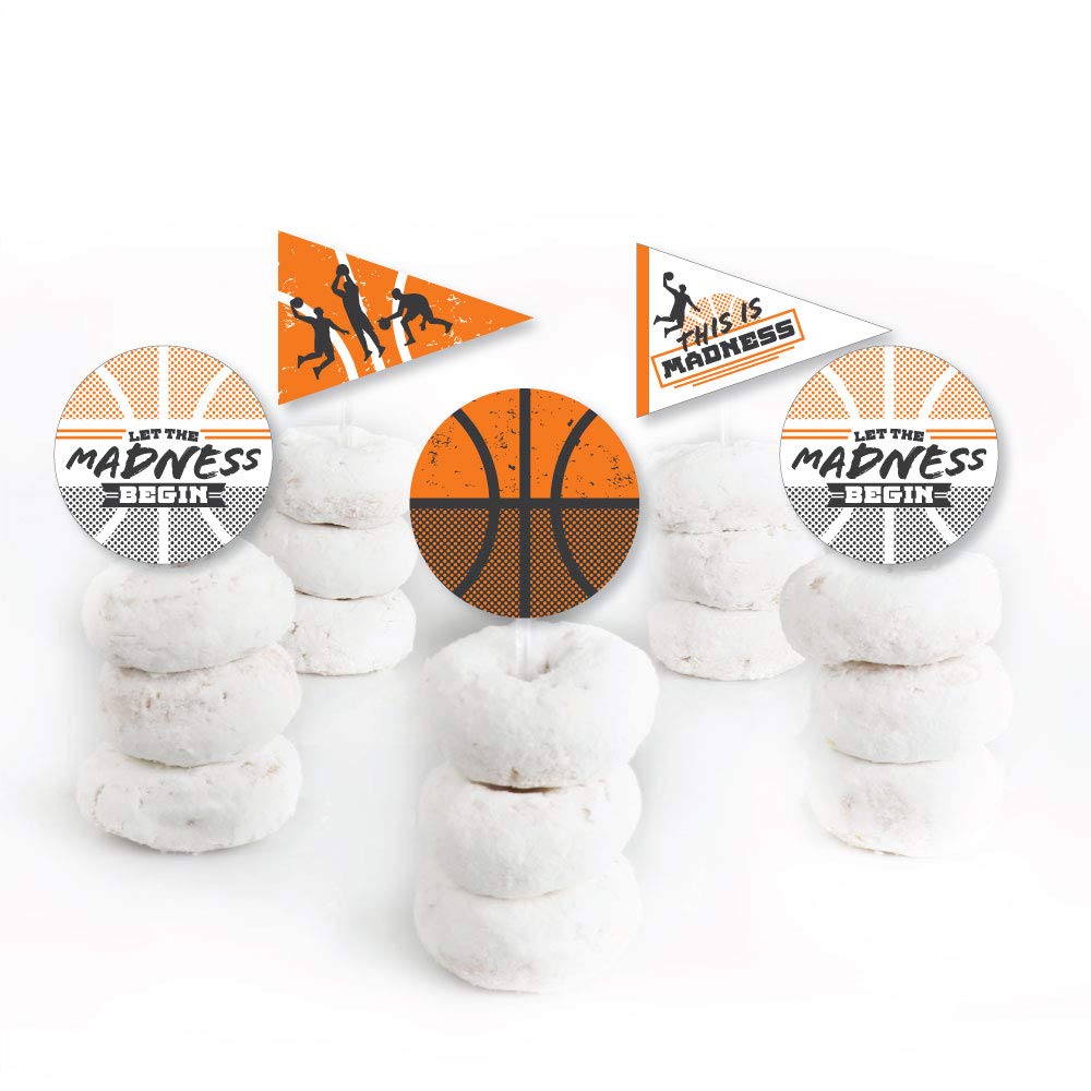 Basketball Cupcake Toppers - Set of 24 for College Party Desserts