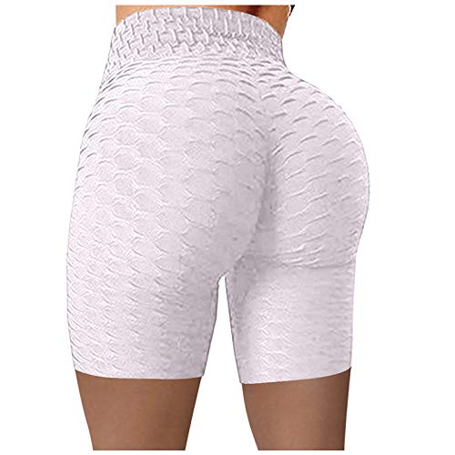 Ysoea High Waist Yoga Shorts for Women - Butt Lifting Workout Shorts with Tummy Control, Textured Ruched Leggings - Perfect for Running, Gym, Cycling & Lounge Wear