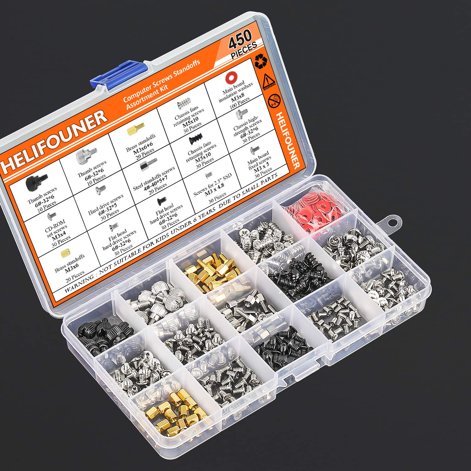 450-Piece Computer Standoffs & Spacer Screws Assortment Kit - Motherboard, Hard Drive, PC Case, Fan & GPU Mounting - Perfect for PC Building & Repair
