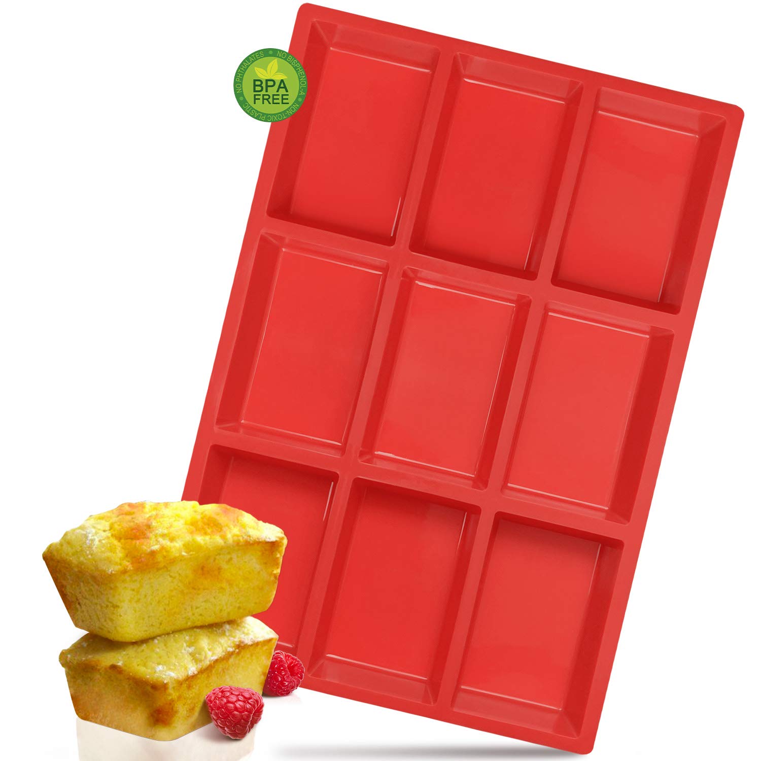 Walfos 9-Cavity Silicone Mini Loaf Pan - Non-Stick Baking Mold for Mini Bread, Cake & Meatloaf | Food Grade BPA-Free | Perfect for Home Baking, Meal Prep & Holiday Cooking