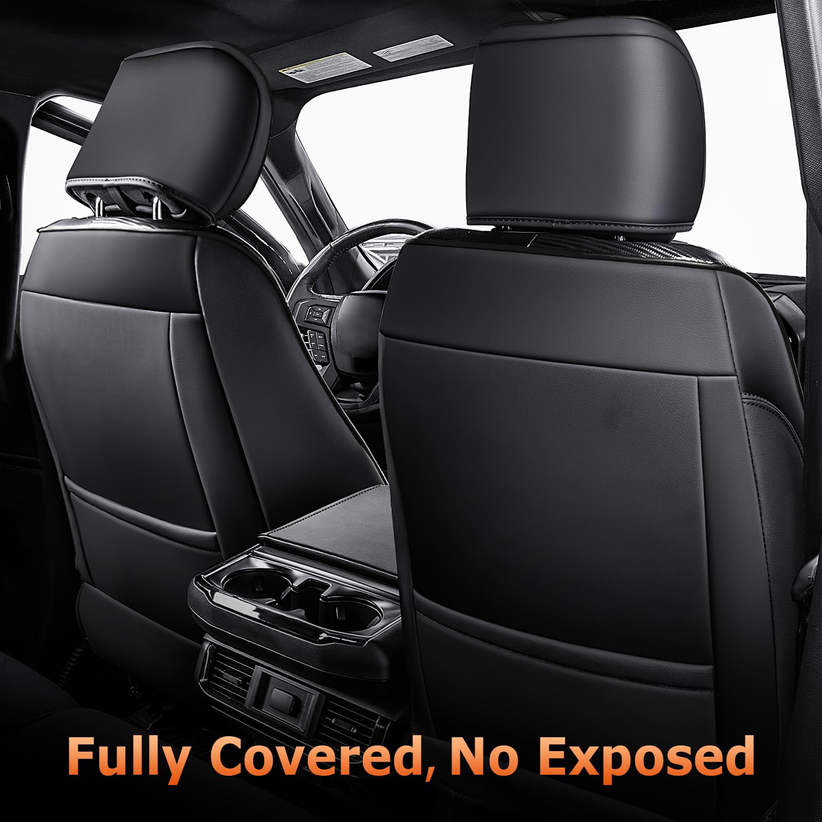 Premium Custom Fit Leather Seat Covers for 2021-2025 Ford F150 XL/XLT/STX SuperCrew & 2023-2025 F250/F350/F450 XL/XLT Crew Cab - Full Coverage Design (Excludes 40/20/40 Bench) | Durable Protection & Luxury Upgrade for Truck Seats | Perfect for Work Trucks, Off-Road Adventures & Daily Commuting