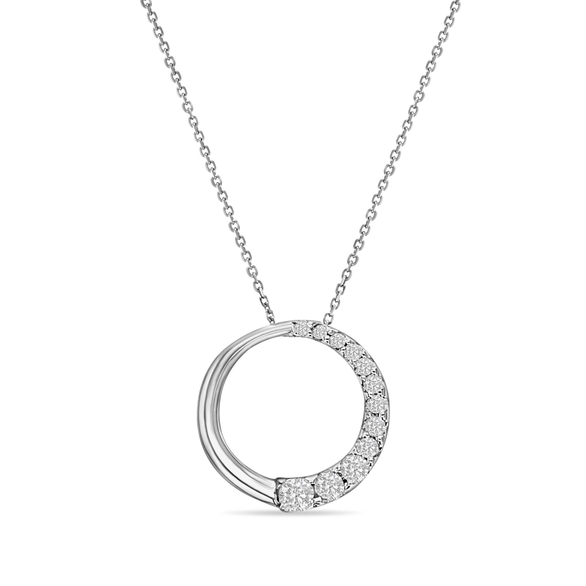 Journey Circle Diamond Pendant Necklace .90cttw 14k White Gold - Perfect for Anniversary Gifts & Special Occasions