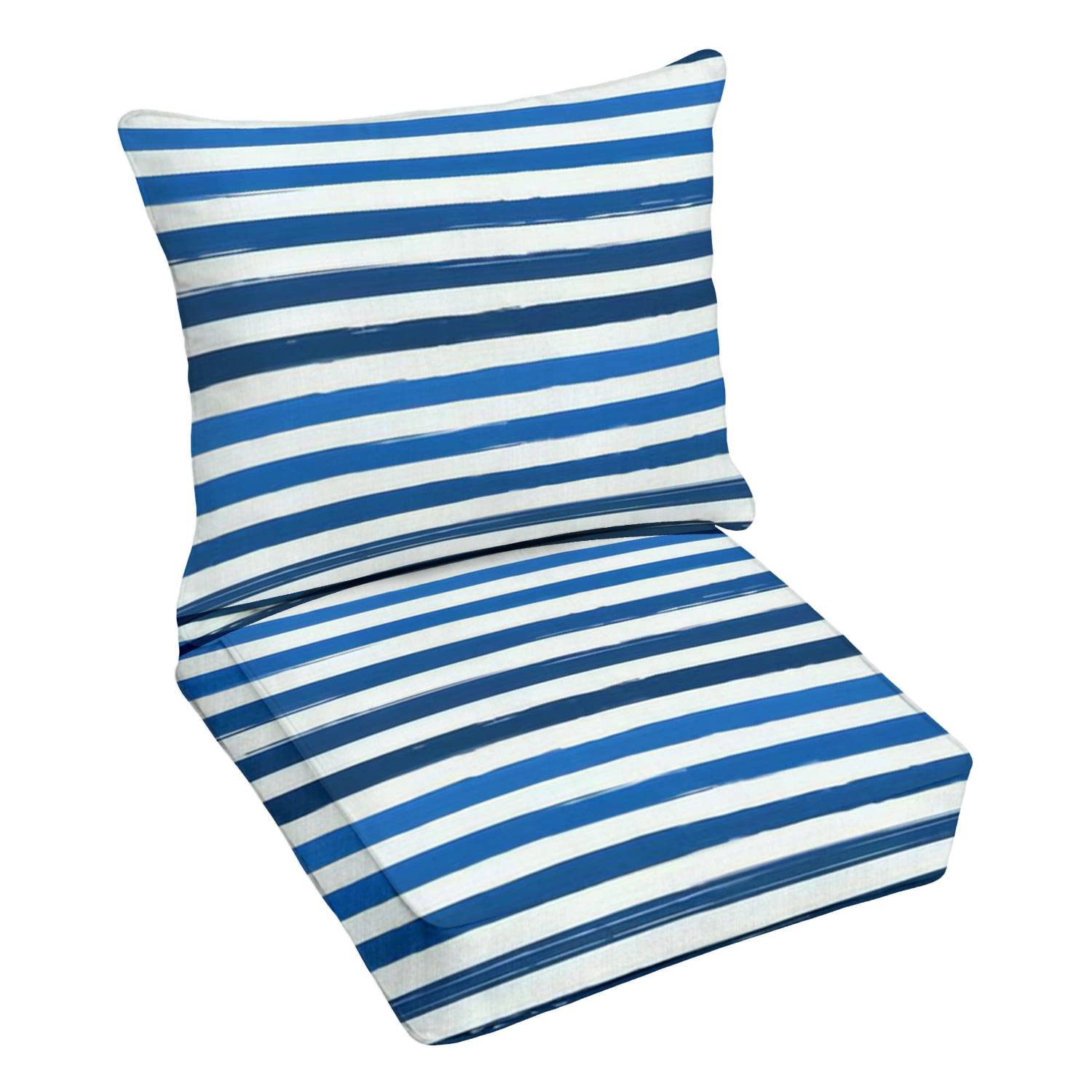 Premium Outdoor Deep Seating Cushion Set - Brush Strokes Seamless Freehand Stripes Print - Waterproof Patio Furniture Replacement Cushions for Lounge Chairs, Sofas & Conversation Sets - Perfect for Backyard, Poolside & Garden Relaxation