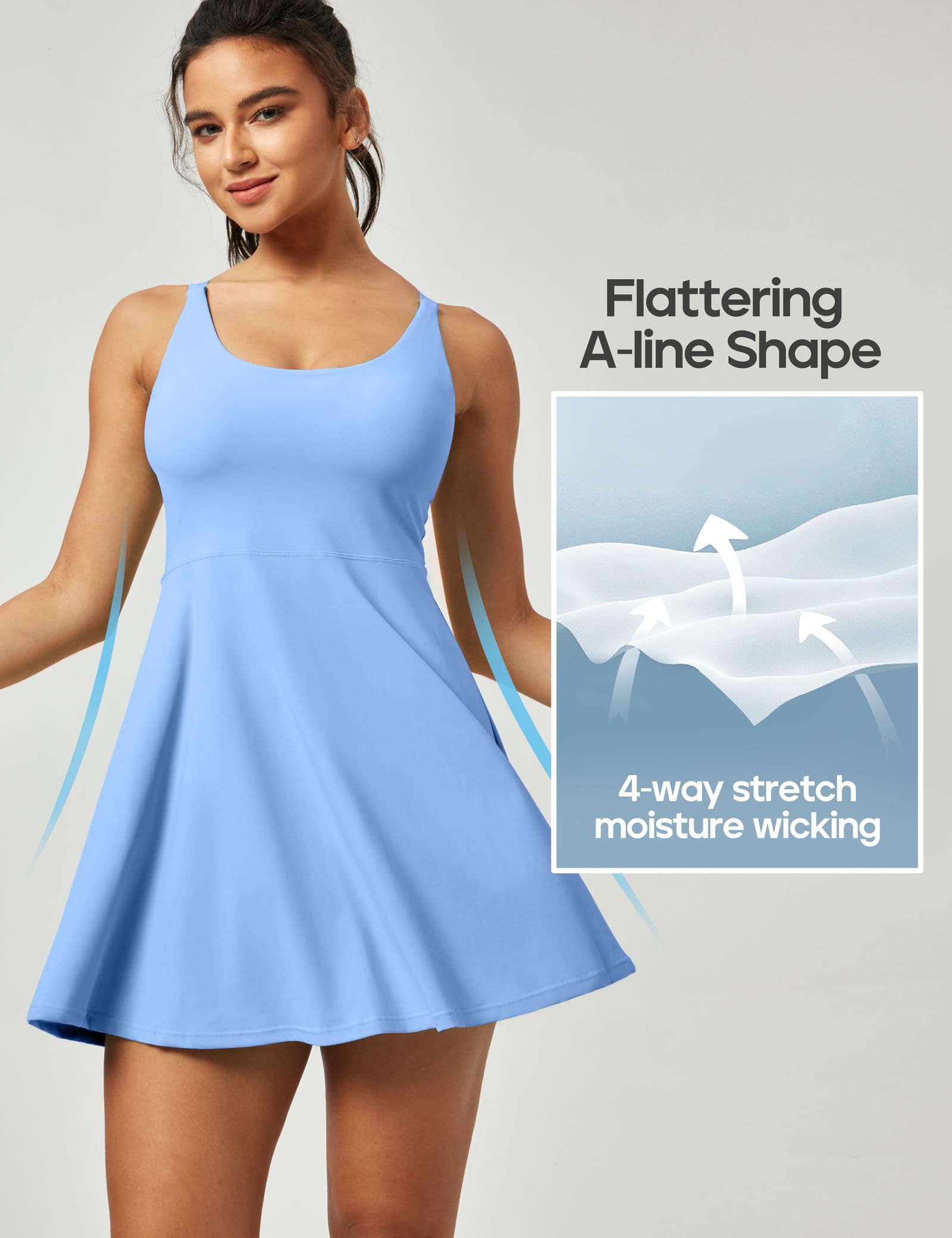 Women's Athletic Tennis Dress with Built-in Shorts & Bra - Workout, Golf & Exercise Dress for Active Women | Perfect for Tennis, Gym, Running & Outdoor Sports