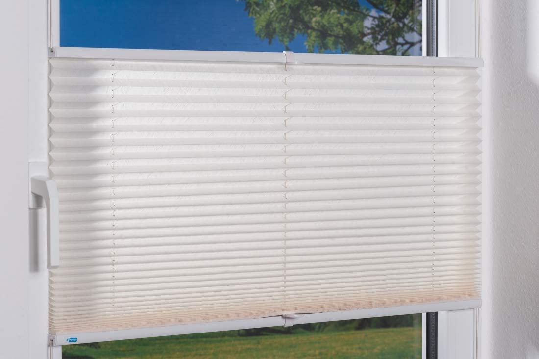 K-Home Klemmfix Pleated Window Shade, Beige, 110 x 130 cm - Perfect for Living Room, Bedroom & Office Privacy