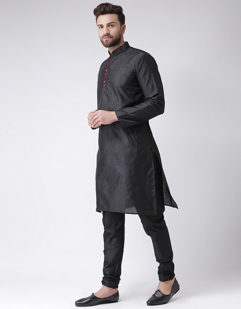Black Kurta Dhupion Silk Chudidaar - Elegant Indian Traditional Outfit for Women | Perfect for Festivals, Weddings & Special Occasions