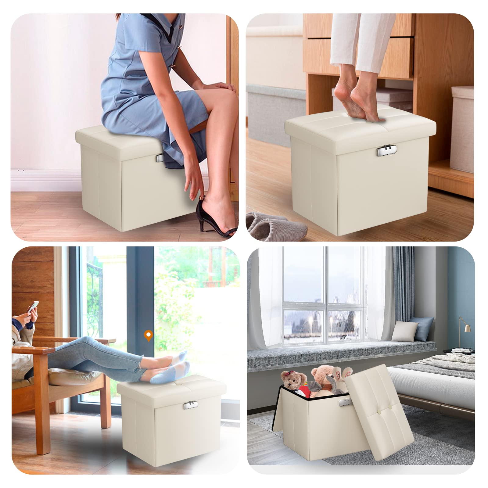 Tamfile Vanity Folding Ottoman with Lock - 17