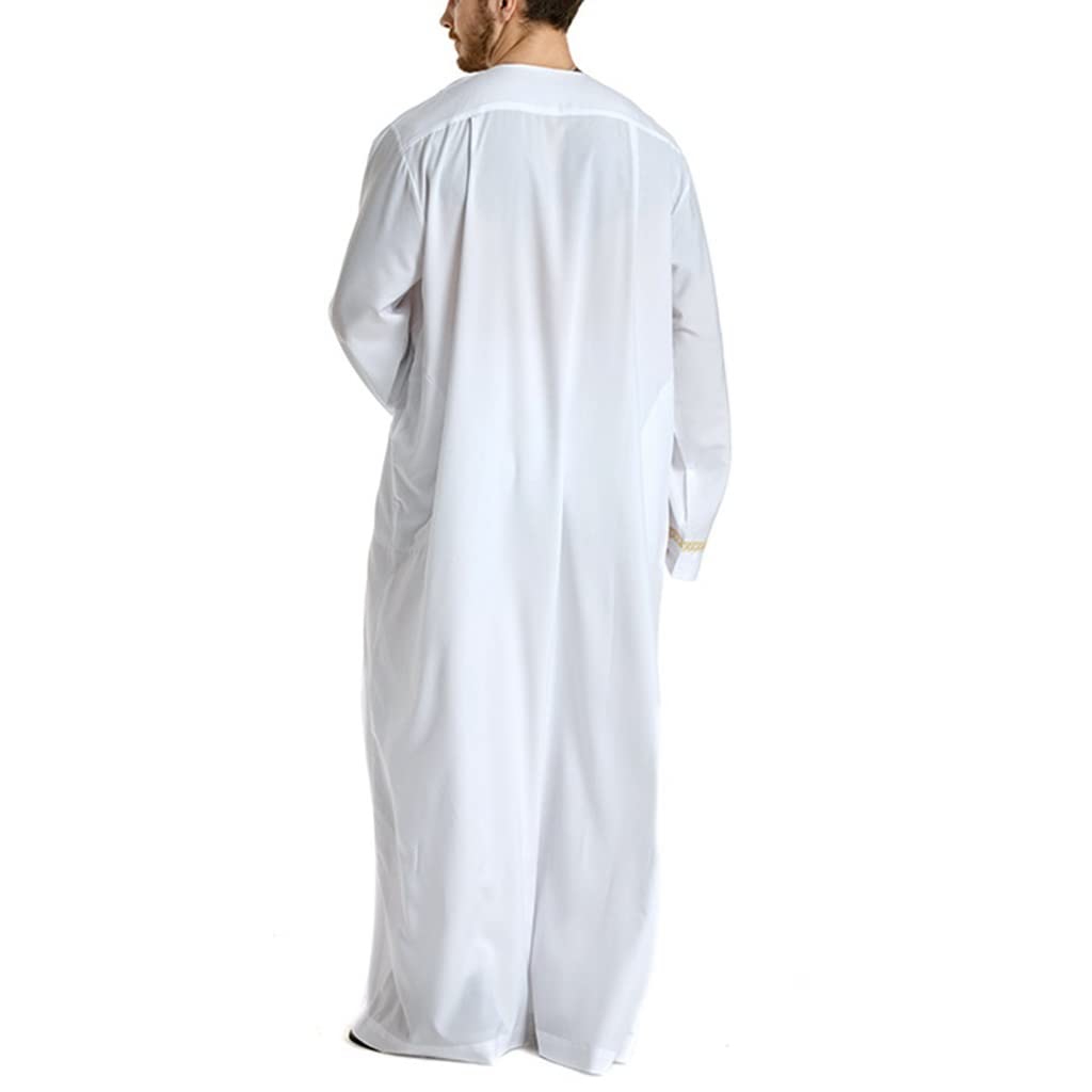 Premium Muslim Arab Robe - Long Sleeve Kaftan Thobe Gown for Men | Middle Eastern Jubba Clothing | Eid Prayer, Wedding & Casual Wear