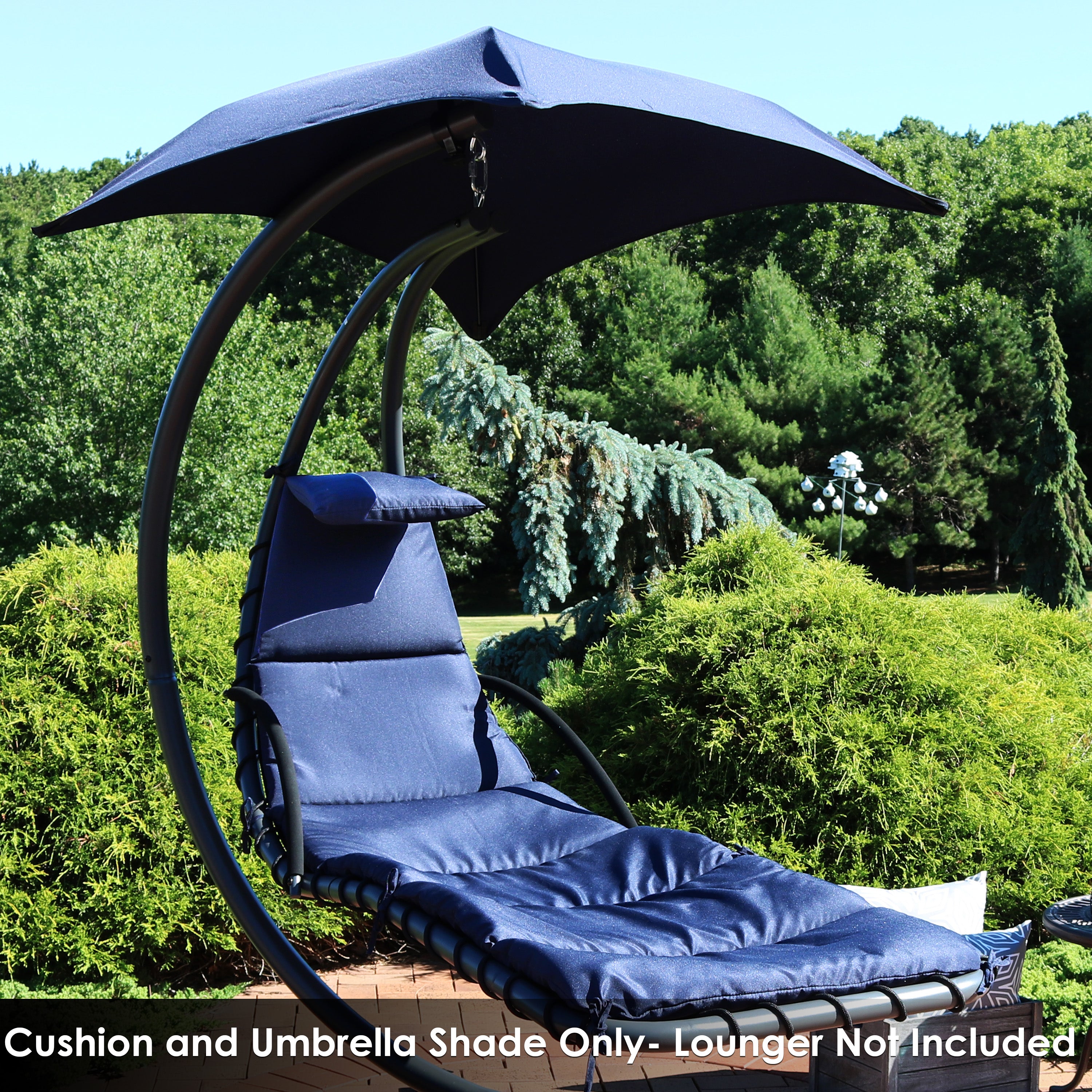 Sunnydaze Hanging Lounge Chair Replacement Cushion & Umbrella Set - Outdoor Patio, Garden, Poolside Relaxation Accessories