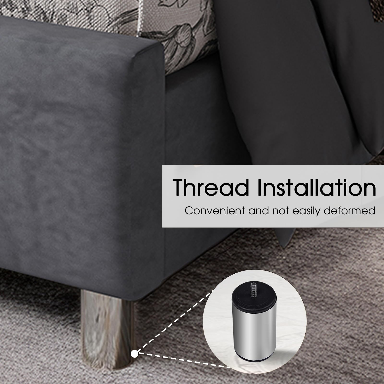 Luxury Velvet Upholstered King Size Bed Frame with Tall Wingback Headboard - Tufted Button Design, No Box Spring Needed, Easy Assembly, Grey - Perfect for Master Bedroom & Modern Home Decor