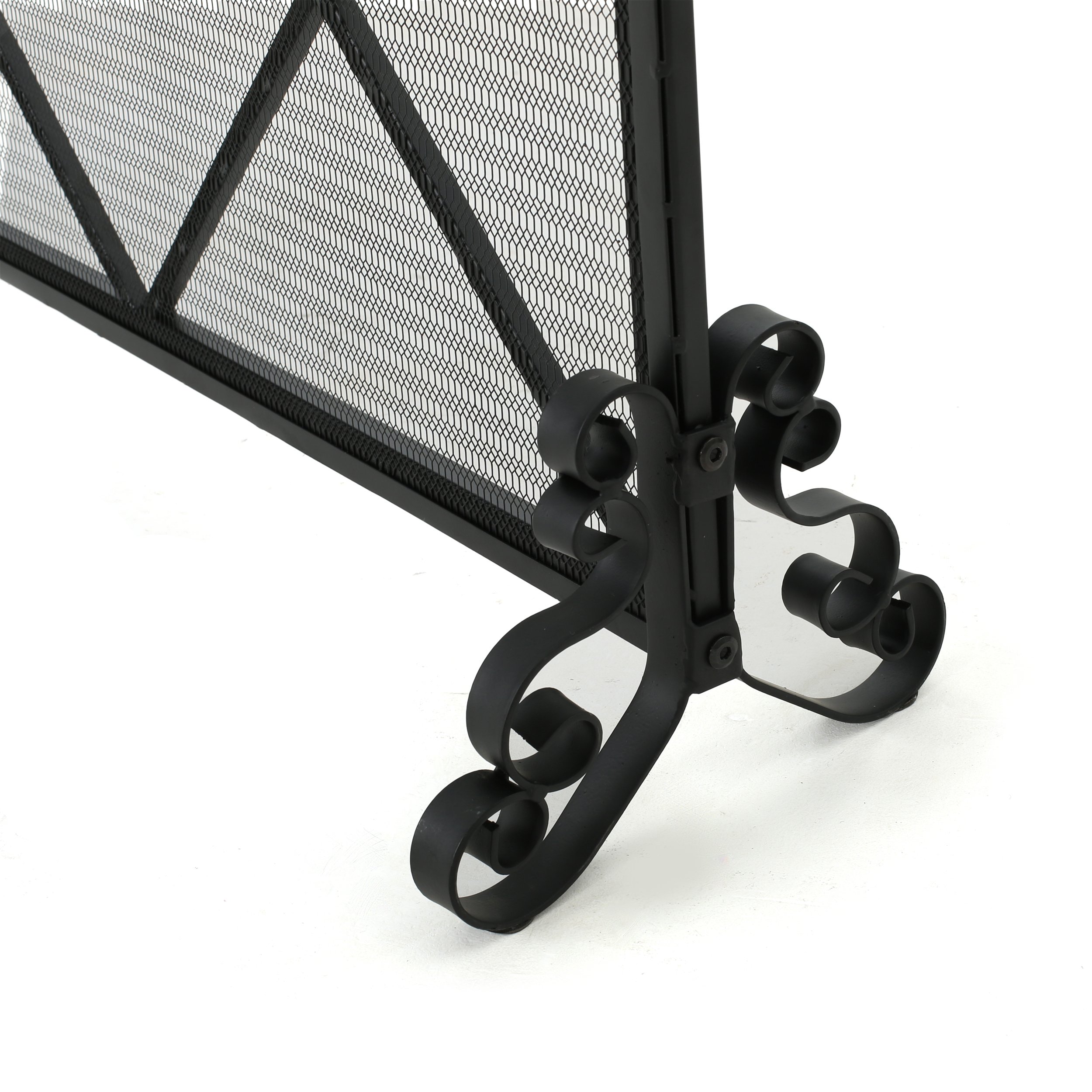 Christopher Knight Home Howell Single Panel Black Iron Fireplace Screen - Decorative Fireplace Guard for Living Room, Bedroom & Patio Safety