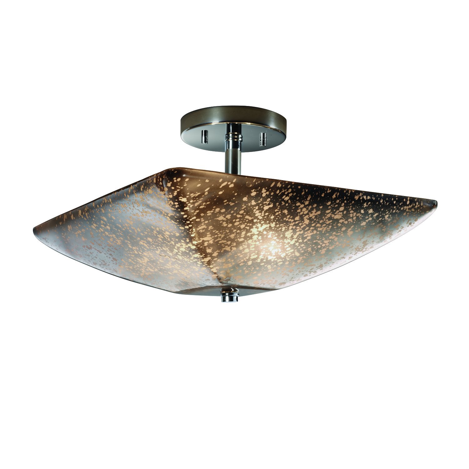 14-Inch Square Semi-Flush Mount Ceiling Light Bowl - Modern Chrome Finish for Living Room, Bedroom & Kitchen Lighting