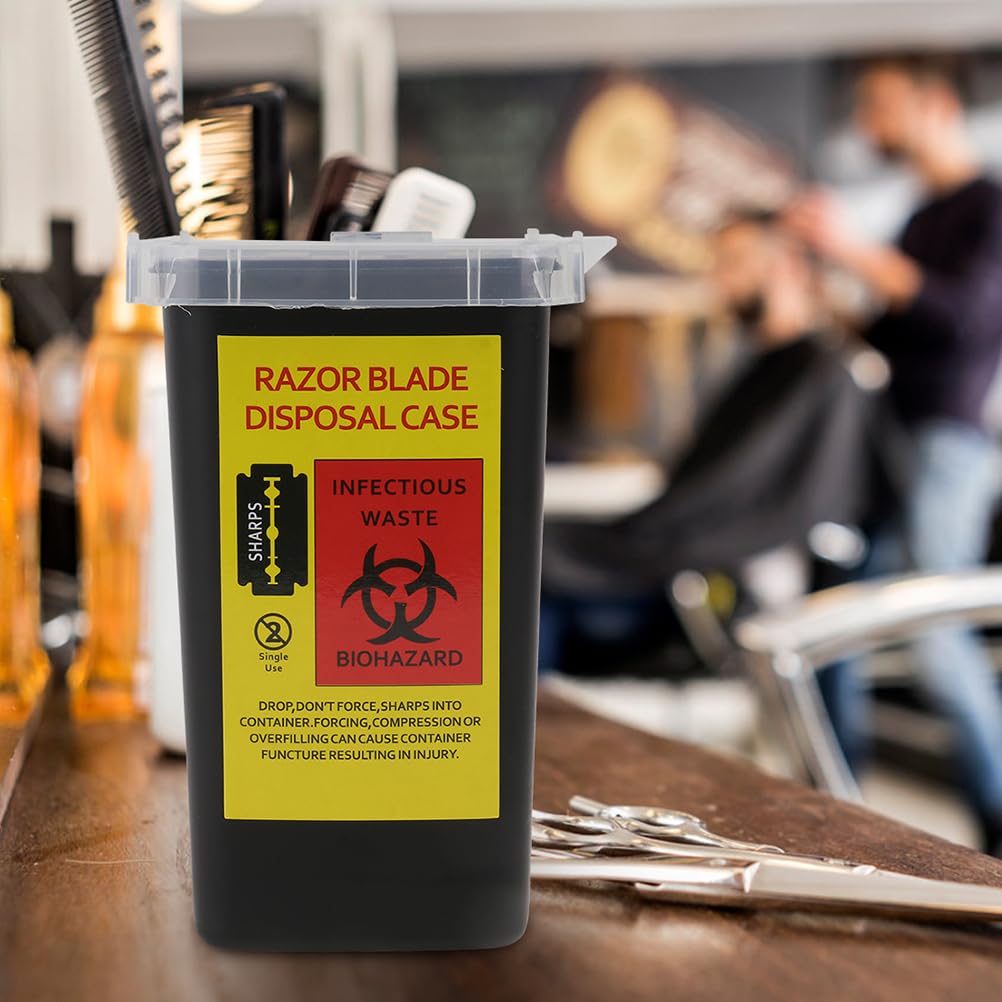2-Pack Barber Blade Disposal Boxes - Portable Razor Blade Storage Case, Square Disposable Containers for Shaver Waste Blades - Perfect for Salon, Barber Shop & Home Grooming Safety