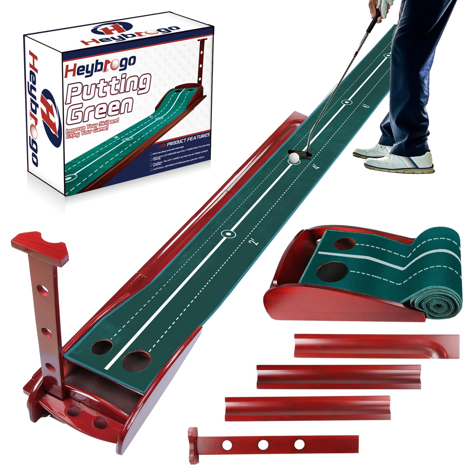 Premium Indoor Golf Putting Mat with Automatic Ball Return - Practice Putting Green for Home & Office - Perfect Golf Gift for Men - Ideal for Training, Fun & Stress Relief