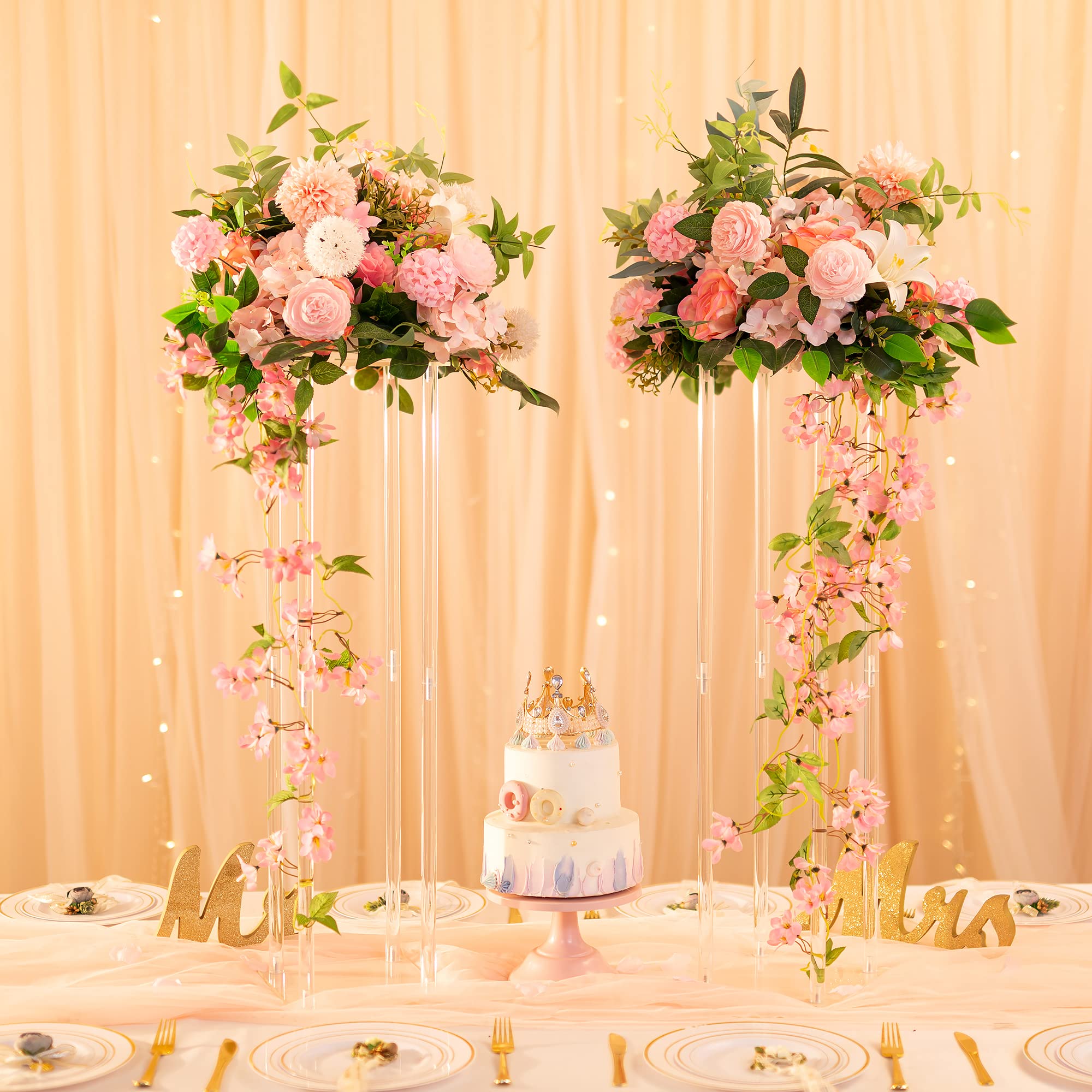 10 Pack Clear Acrylic Column Vases 31.5 Inch Tall - Geometric Wedding Centerpiece Flower Stands for Tables, Bulk Party Decorations - Perfect for Weddings, Birthdays, Home Decor & Event Centerpieces