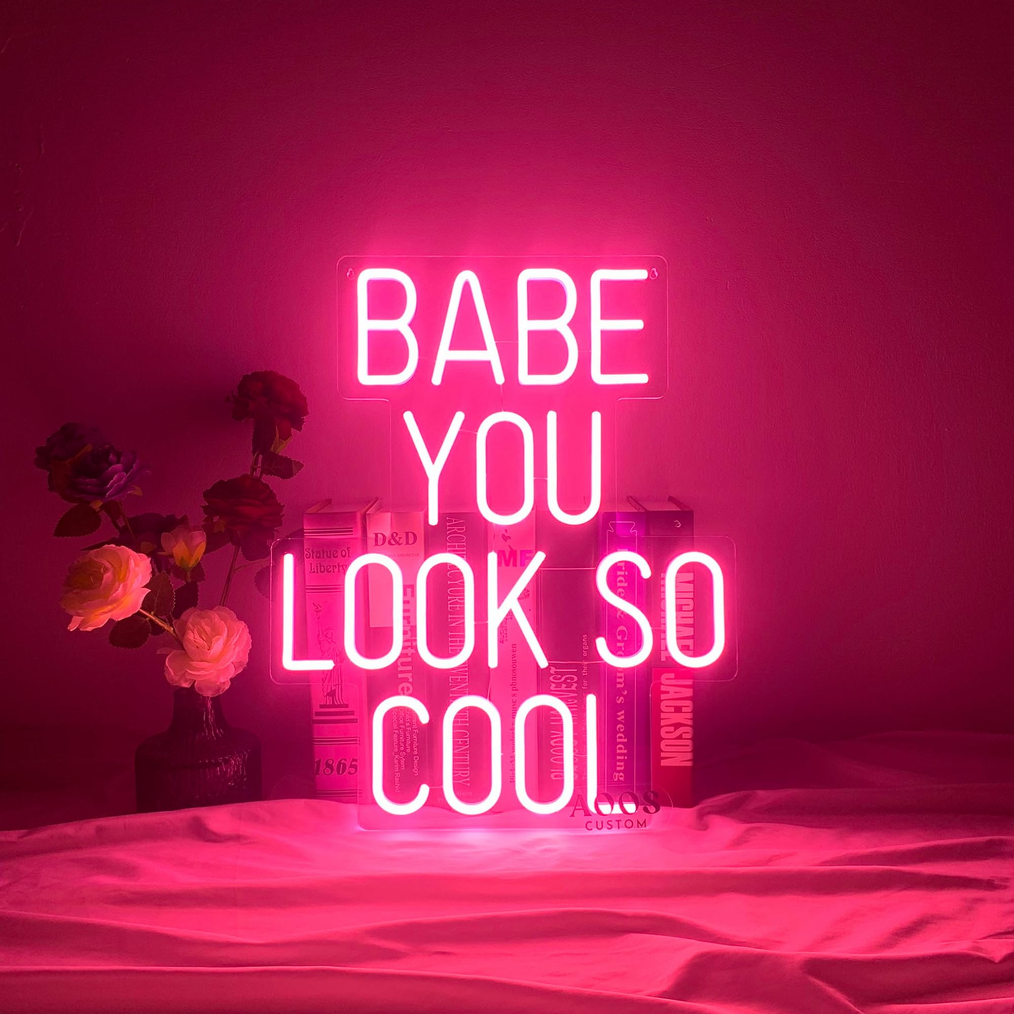 Babe You Look So Cool Neon Sign - Custom LED Wall Decor for Bedroom, Home, Wedding & Party - Aesthetic Room Lighting for Bathroom, Kitchen & More - Perfect for Gifts & Instagrammable Spaces