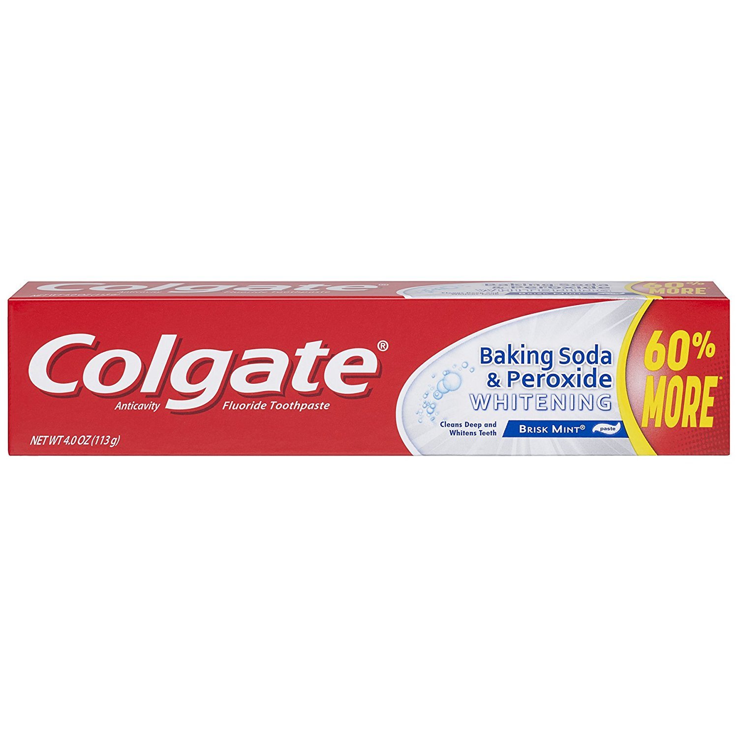 Colgate Baking Soda and Peroxide Whitening Toothpaste - 4oz (6 Pack) for Fresh Breath & Stain Removal - Perfect for Daily Oral Care & Travel