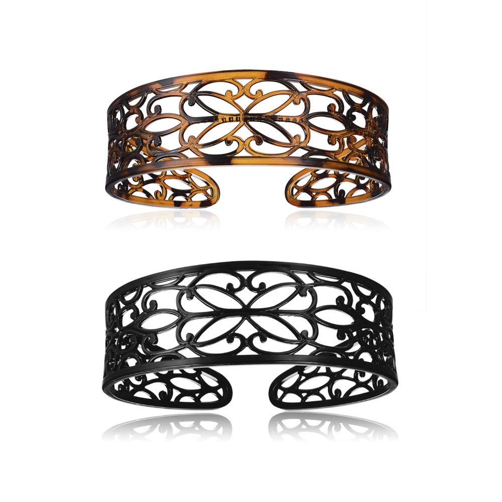 Minihope Women's Fashion Headbands - Soft Stretch Hair Accessories for Girls & Women, Black & Brown Set of 2 - Perfect for Workouts, Yoga, and Everyday Style