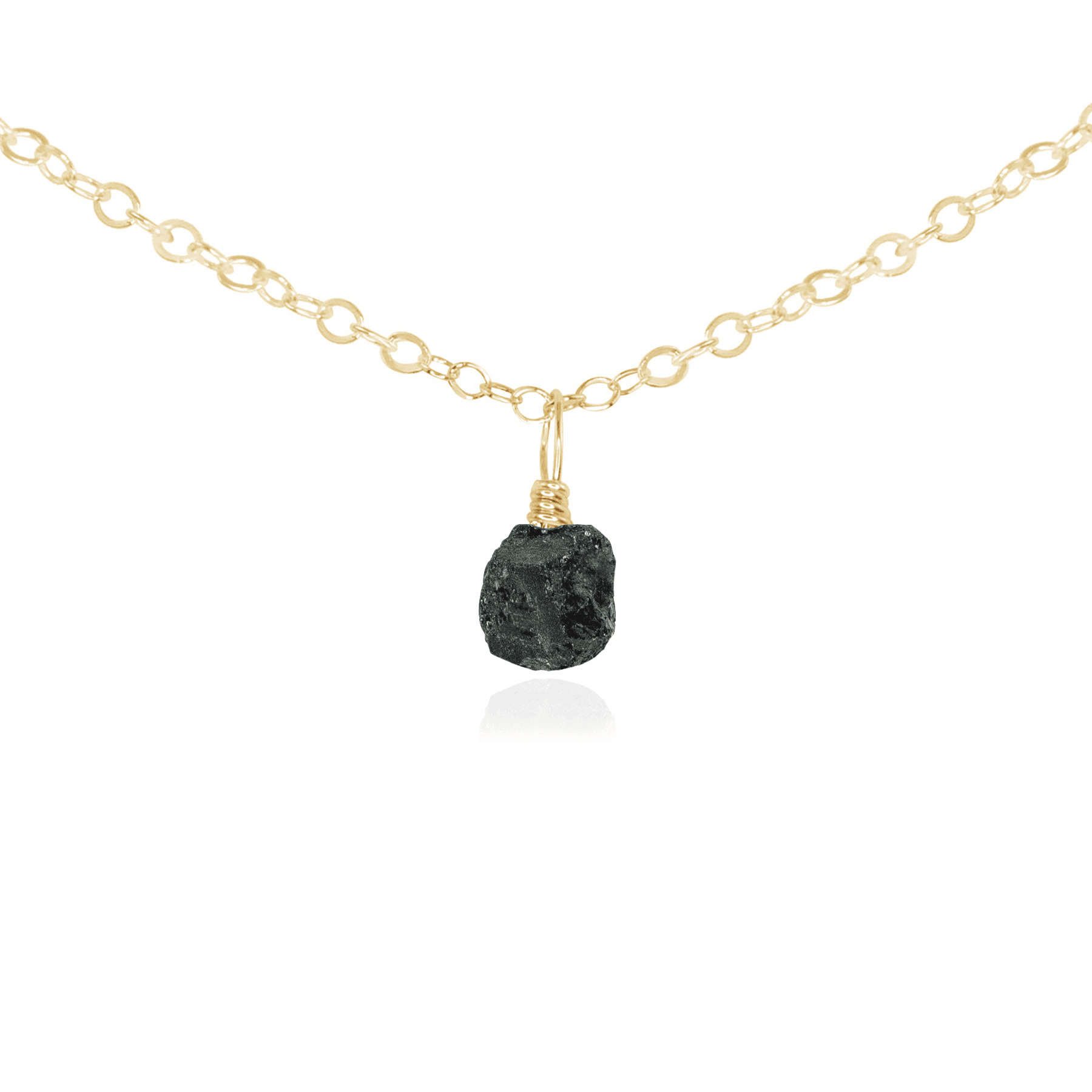 Tiny Rough Black Tourmaline Gemstone Pendant Choker Necklace - Natural Healing Crystal Jewelry for Protection & Energy Cleansing | Perfect for Meditation, Yoga & Spiritual Practices