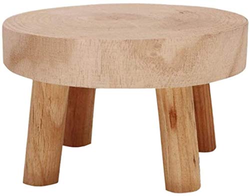 Round Wooden Flower Pot Stool - Indoor Outdoor Plant Stand for Succulents & Flower Pots - Rustic Home & Garden Decor - Perfect for Living Room, Patio, and Balcony