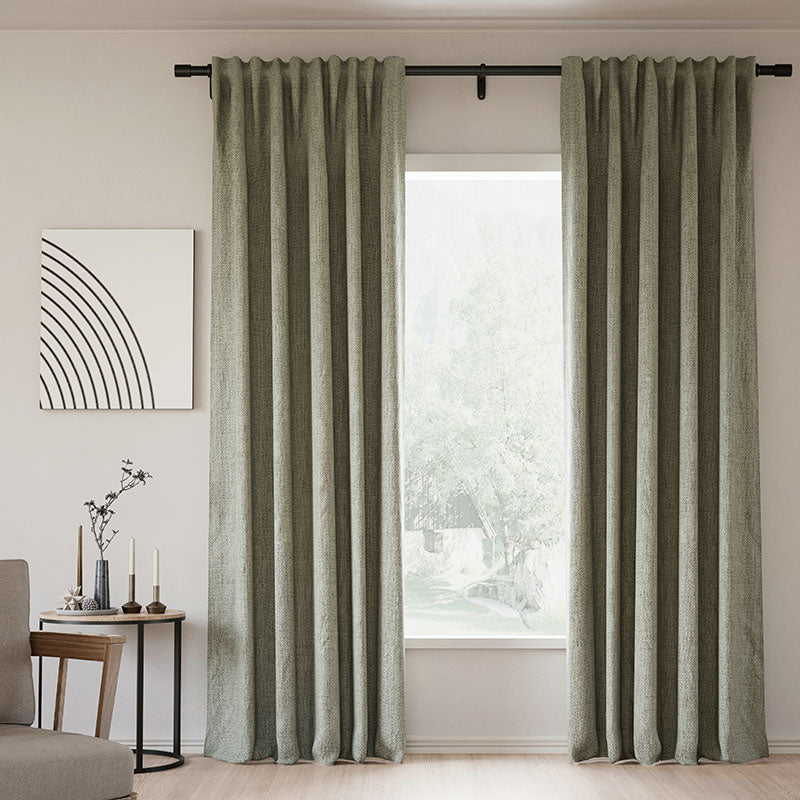 Blackout Curtains with Back Tab - Natural Linen, Modern Burgundy Red, Custom Drapes for Bedroom & Living Room | Noise Reducing & Light Blocking Window Treatments