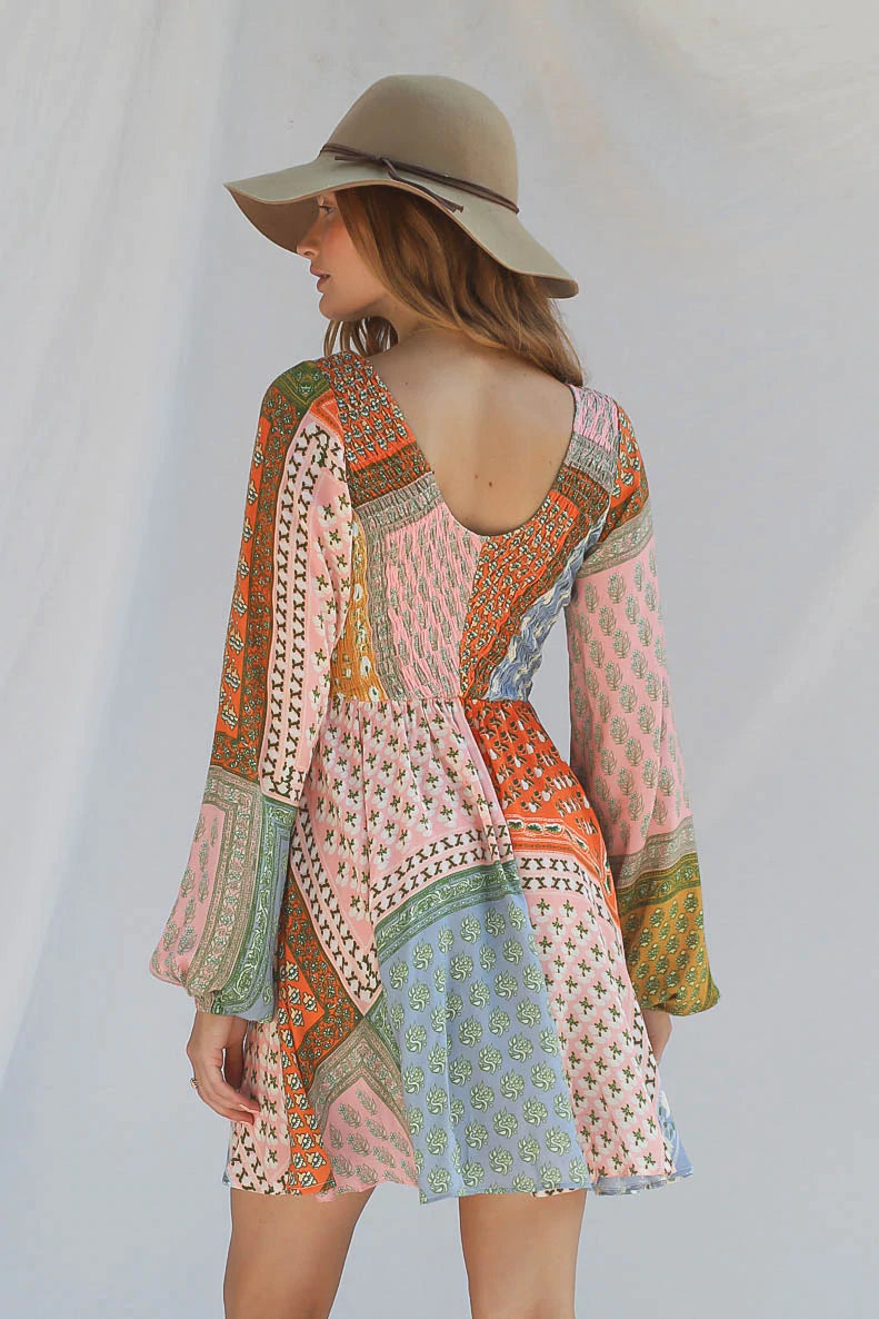 Daydream Hyde Mini Dress - Stylish Patchwork Floral Summer Dress for Women | Perfect for Beach Vacations, Parties & Date Nights