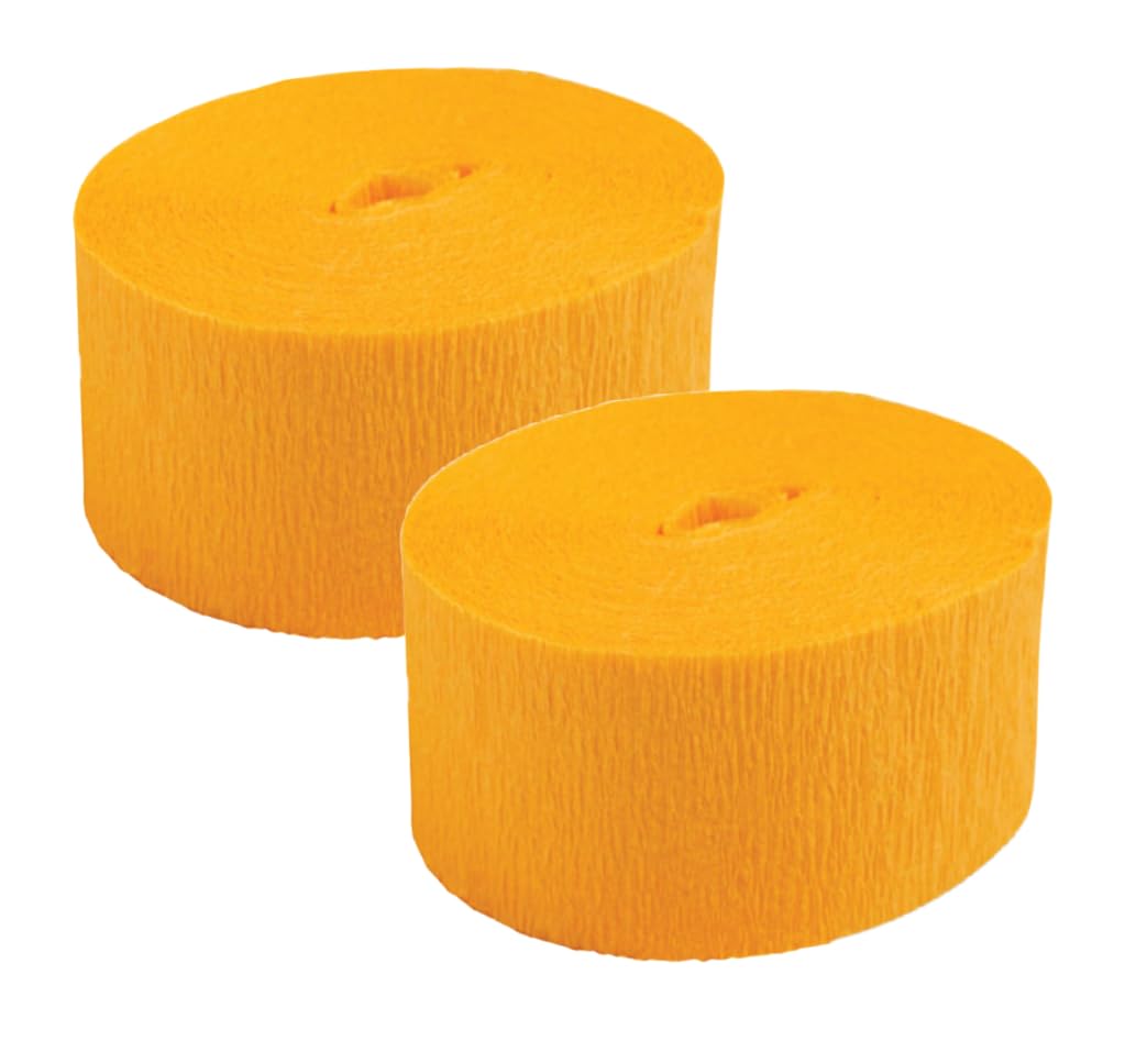 K-Kraft Goldenrod 2 Rolls Crepe Paper Streamers - Decorative Party Supplies for Birthday, Holiday, School Events & Festive Decorations | Perfect for DIY Crafts, Table Decor, and Wall Backdrops