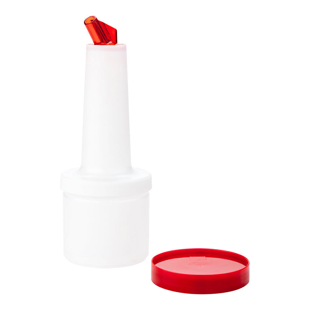 Bar Lux 0.5 Quart Plastic Quick Pour Storage Bottle with Red Spout & Lid - 3.5
