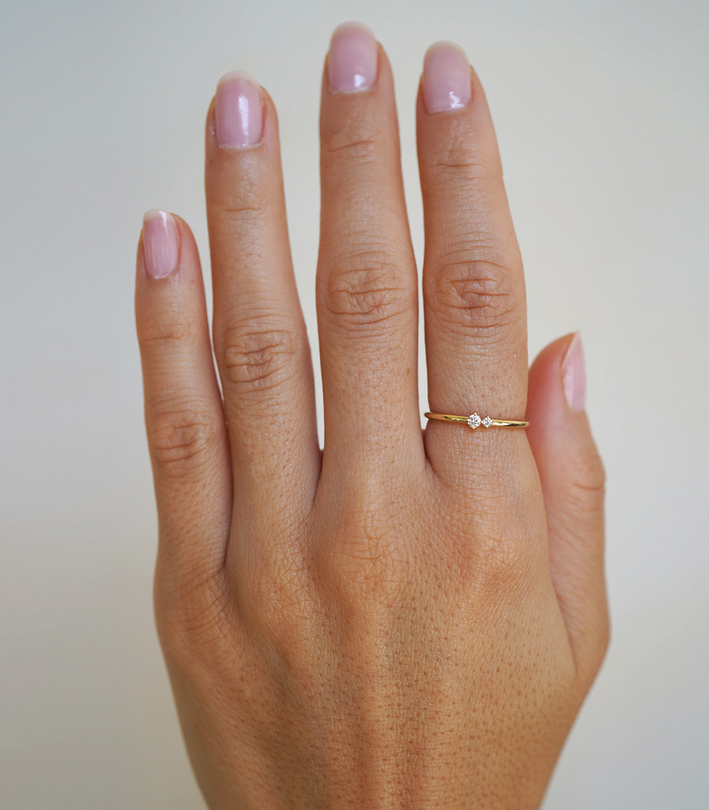 Two Stone Diamond Wedding Stacking Band for Women - Elegant Stackable Ring for Brides, Anniversaries & Special Occasions