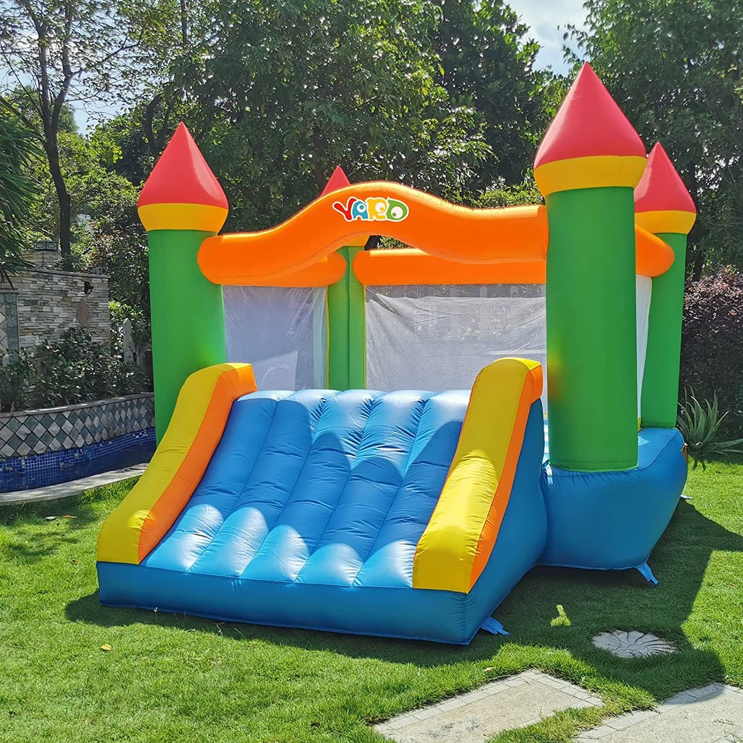 **YARD Inflatable Bounce House with Slide for Kids 5-12 | 12ft x 9ft x 8ft Bouncy Castle for Outdoor & Indoor Use | Jump House with Blower for Toddlers, Kids & Adults | Perfect for Backyard Parties, Birthday Celebrations & Family Gatherings**