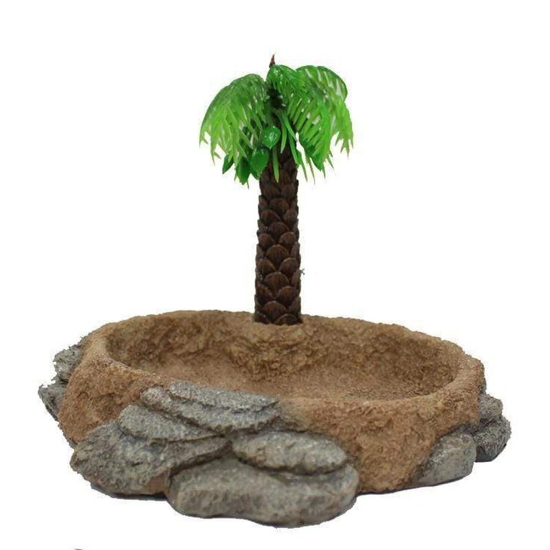 Aquatopia Hermit Crab Palm Tree with Bowl - Natural Habitat Decor for Hermit Crabs - Perfect for Terrariums & Reptile Tanks
