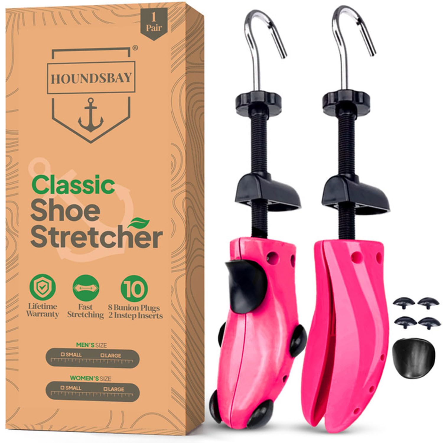 HOUNDSBAY Adjustable Shoe Stretchers for Men & Women - Plastic & Wooden Shoe Widener Expander for Boots, Sneakers & Dress Shoes - Perfect for Tight Shoes, Bunions & Comfort Relief
