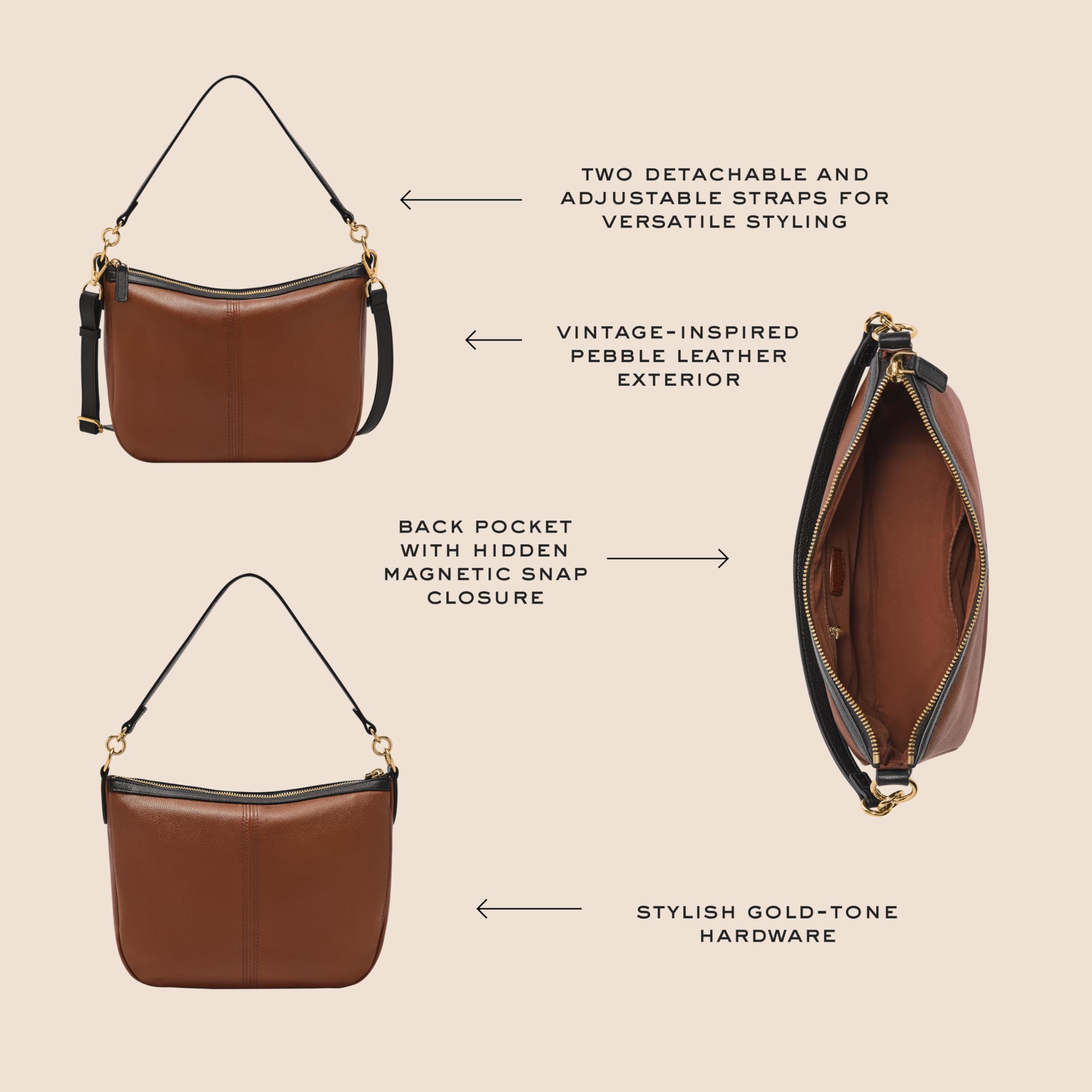Fossil Jolie Leather Crossbody Purse for Women - Stylish Handbag with Adjustable Strap, Perfect for Everyday Use, Work & Travel