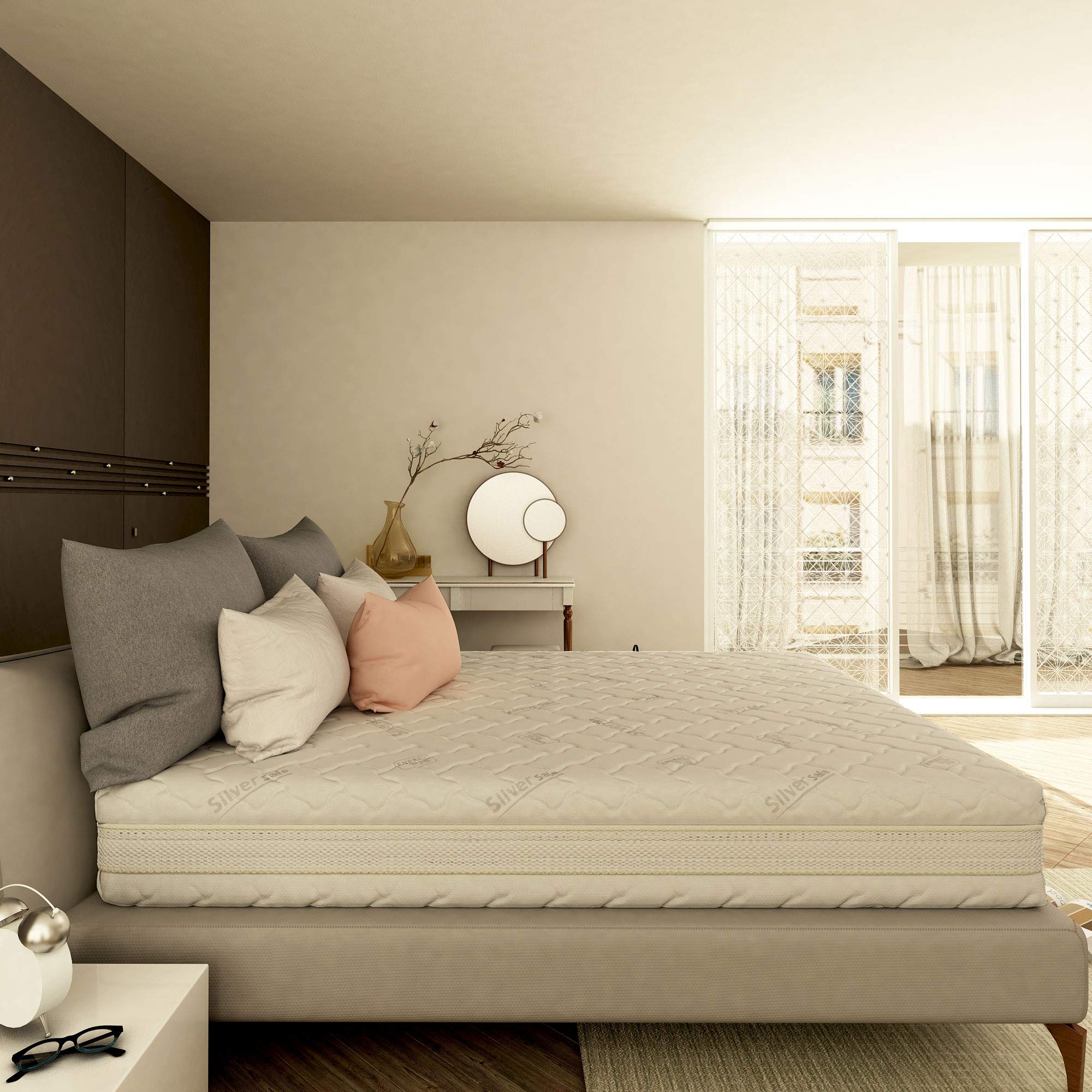 Baldiflex Emporio 3-Layer Memory Foam Mattress - Queen Size 160x190cm, 23cm Height, Removable Silver Safe Cover - Perfect for Back Pain Relief & Pressure Point Support in Bedroom, Guest Room, or Dorm