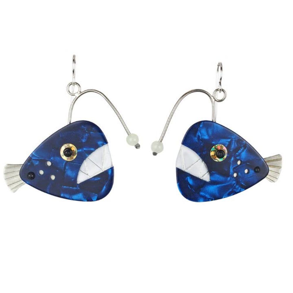 Angler Fish Earrings - Unique Handmade Fishbone Jewelry for Women - Perfect for Halloween Costumes, Cosplay, and Gothic Fashion Accessories