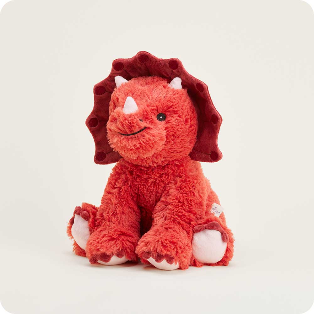 Red Triceratops Warmies - Microwaveable Dinosaur Plush Toy for Kids & Adults | Perfect for Stress Relief, Anxiety Comfort, and Warmth at Home or Office