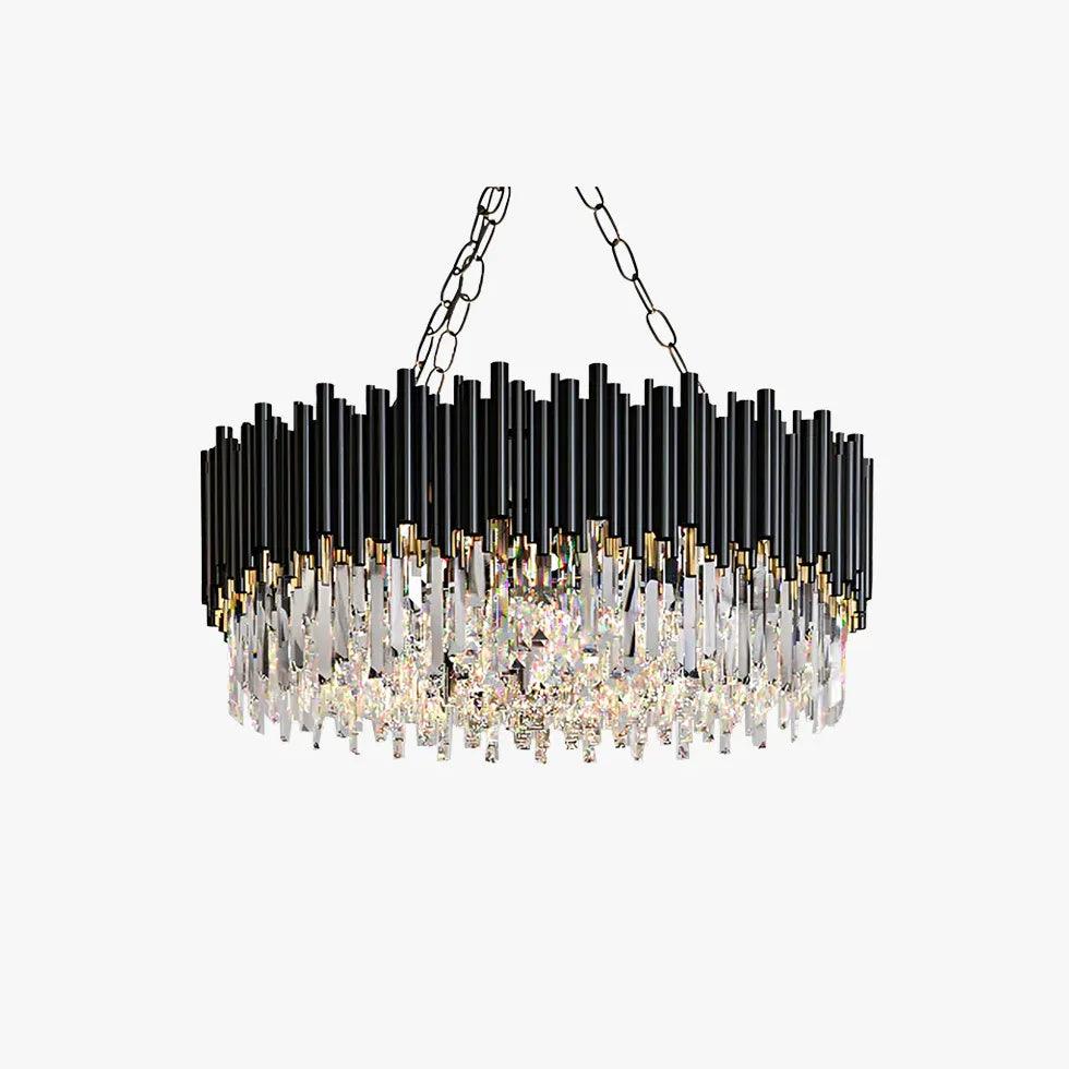 Crystal Black Industrial Chandelier - Vintage Wrinkled Glass Ceiling Light Fixture for Farmhouse, Loft & Restaurant Decor