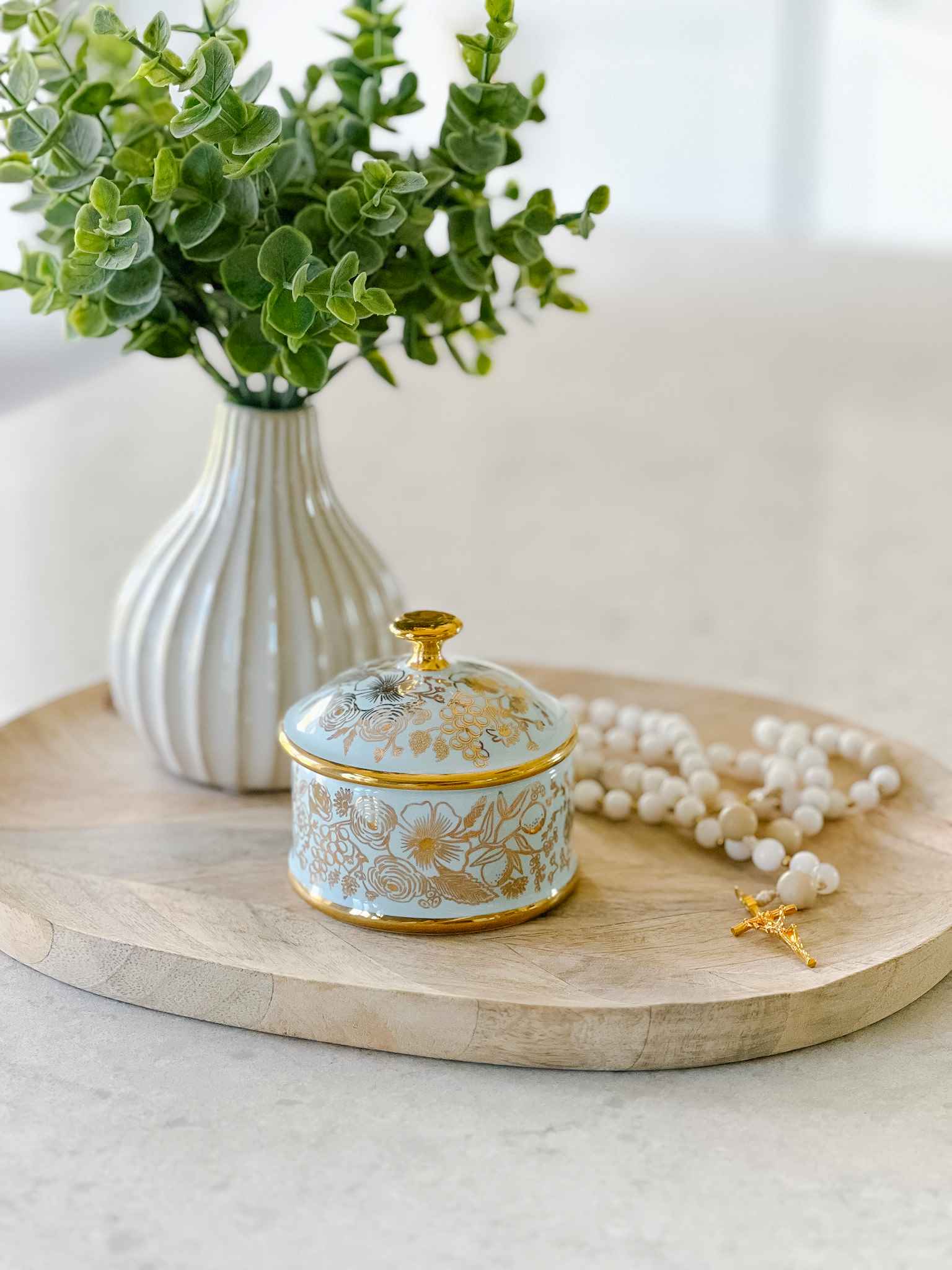 Colette Round Porcelain Box - Elegant Decorative Storage for Jewelry, Trinkets & Keepsakes | Perfect for Home Decor, Gift Giving & Organizing Small Items