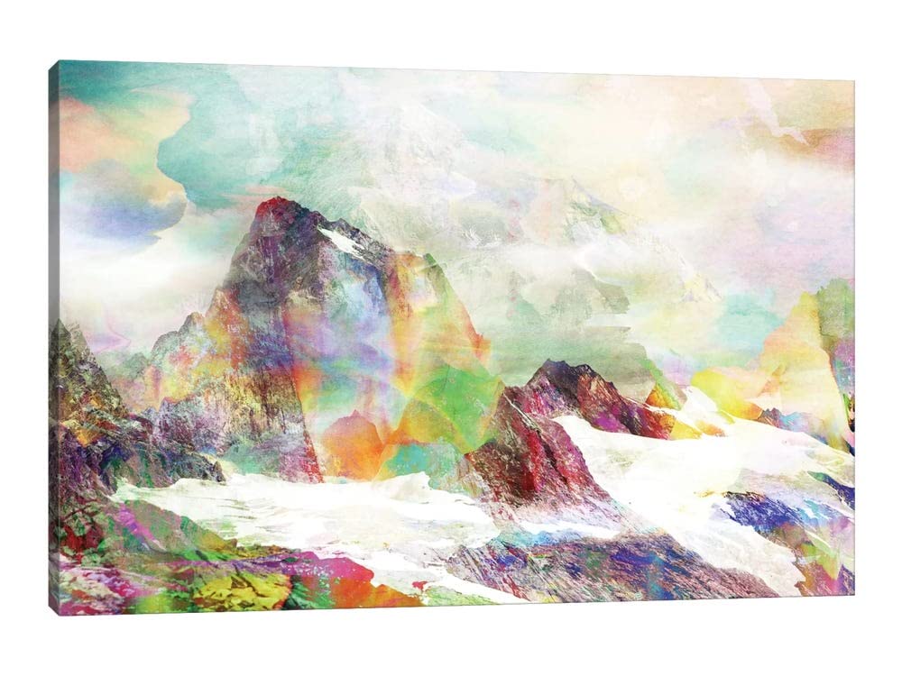 GUTTATY Canvas Wall Art - 32x48 Inch Framed Watercolor Mountain Landscape Painting for Living Room & Bedroom Decor | Nature-Inspired Wall Decor | Perfect for Home, Office & Gift Giving