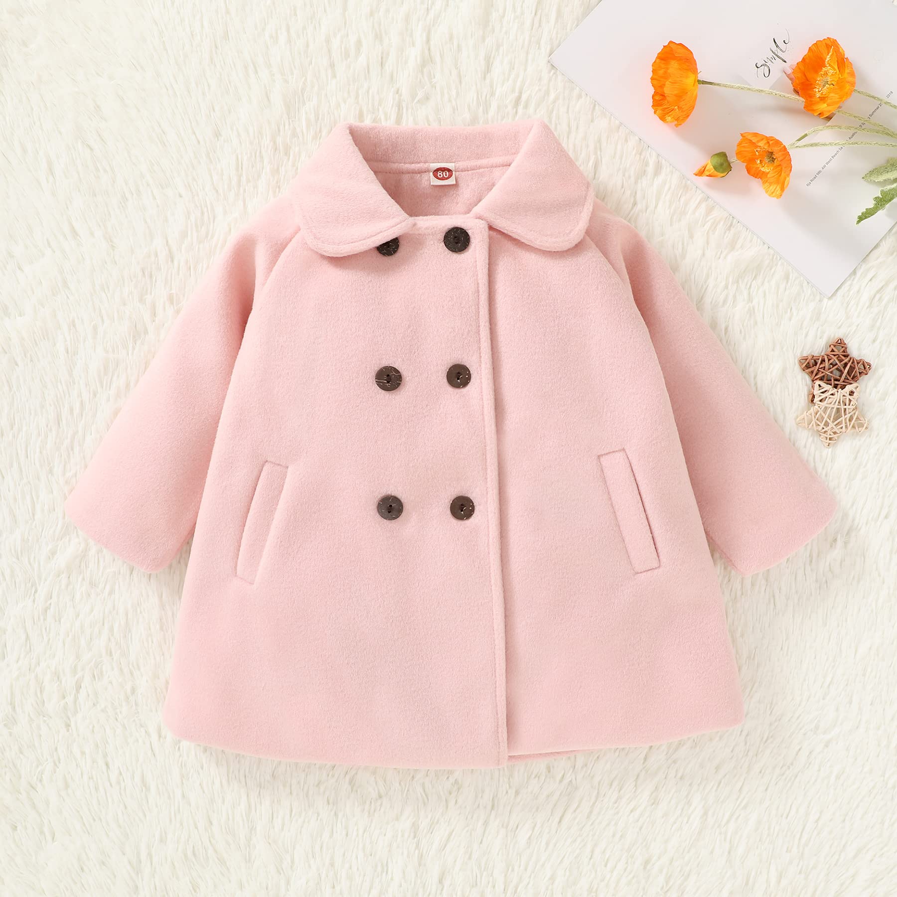 JEELLIGULAR Toddler Baby Girl Winter Coat - Warm Thick Jacket with Button Closure for Fall & Winter - Cute Outerwear Set for Playdates, School & Holiday Outings