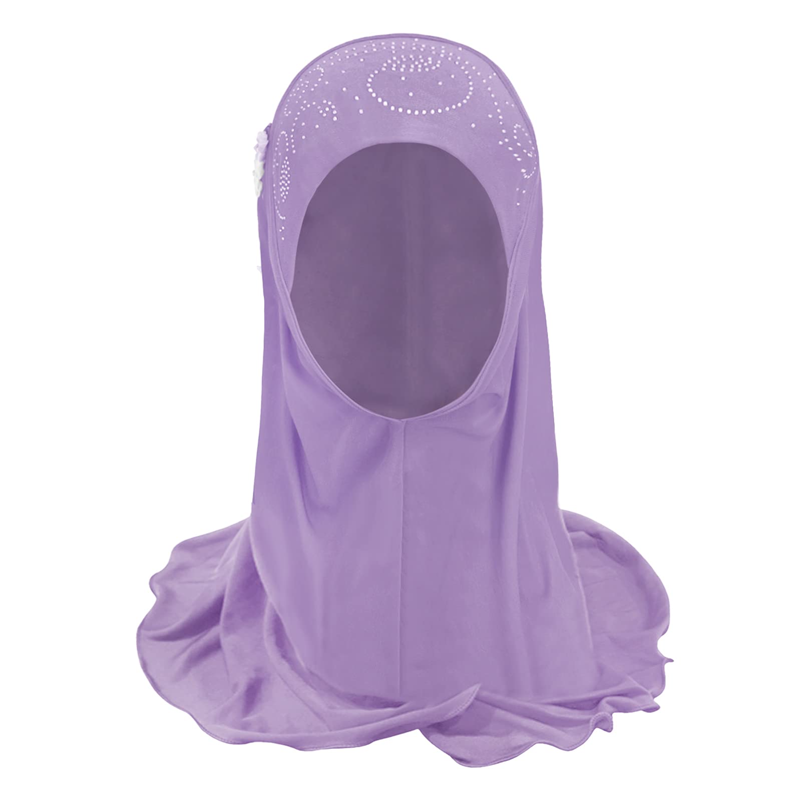 Girls Muslim Hijab Floral Lace Head Scarf - Islamic Arab Shawl for Kids with Flower Design - Perfect for School, Prayer & Special Occasions
