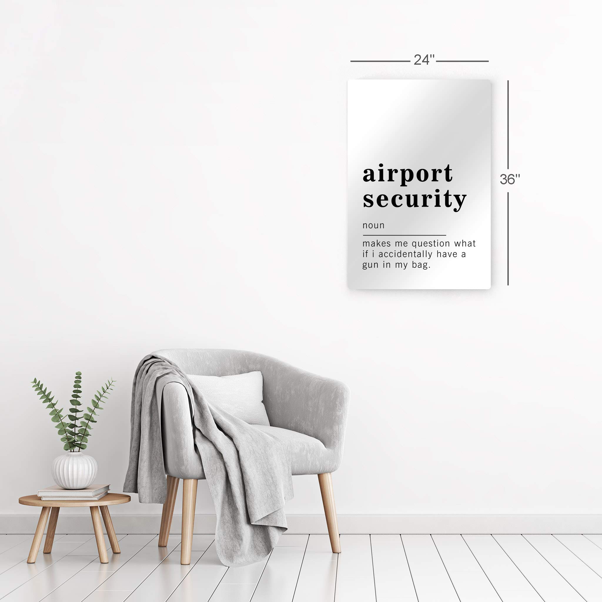 Funny Noun Dictionary Definition of Airport Security Metal Print - Inspirational Quote Wall Art for Living Room, Bedroom & Bathroom - Ready to Hang Home Decor (30x20 Inches) | Perfect for Travel Lovers & Humor Enthusiasts - Made in USA