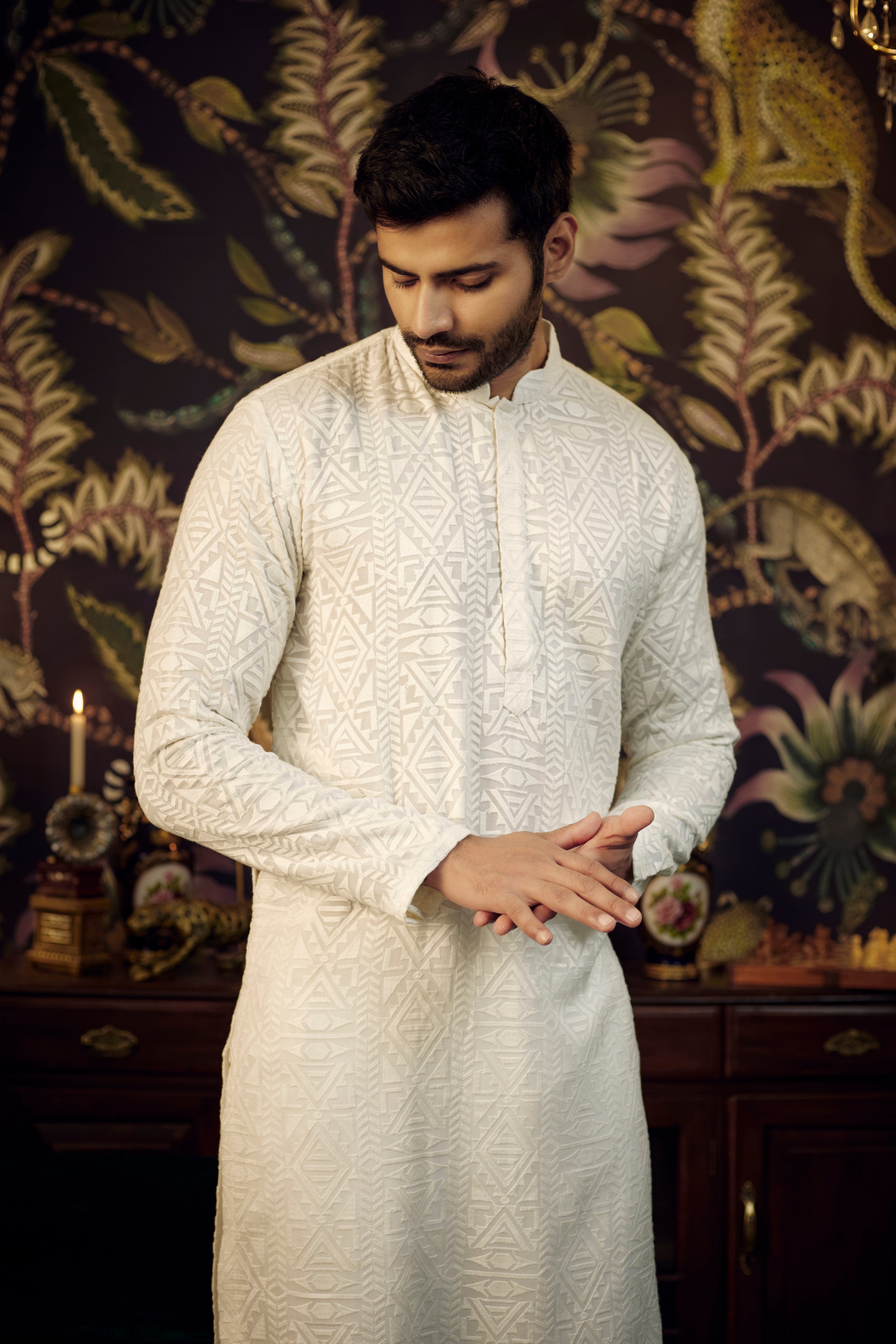 Elegant White Chikankari Kurta for Women - Traditional Indian Embroidered Tunic - Perfect for Festivals, Weddings & Casual Wear