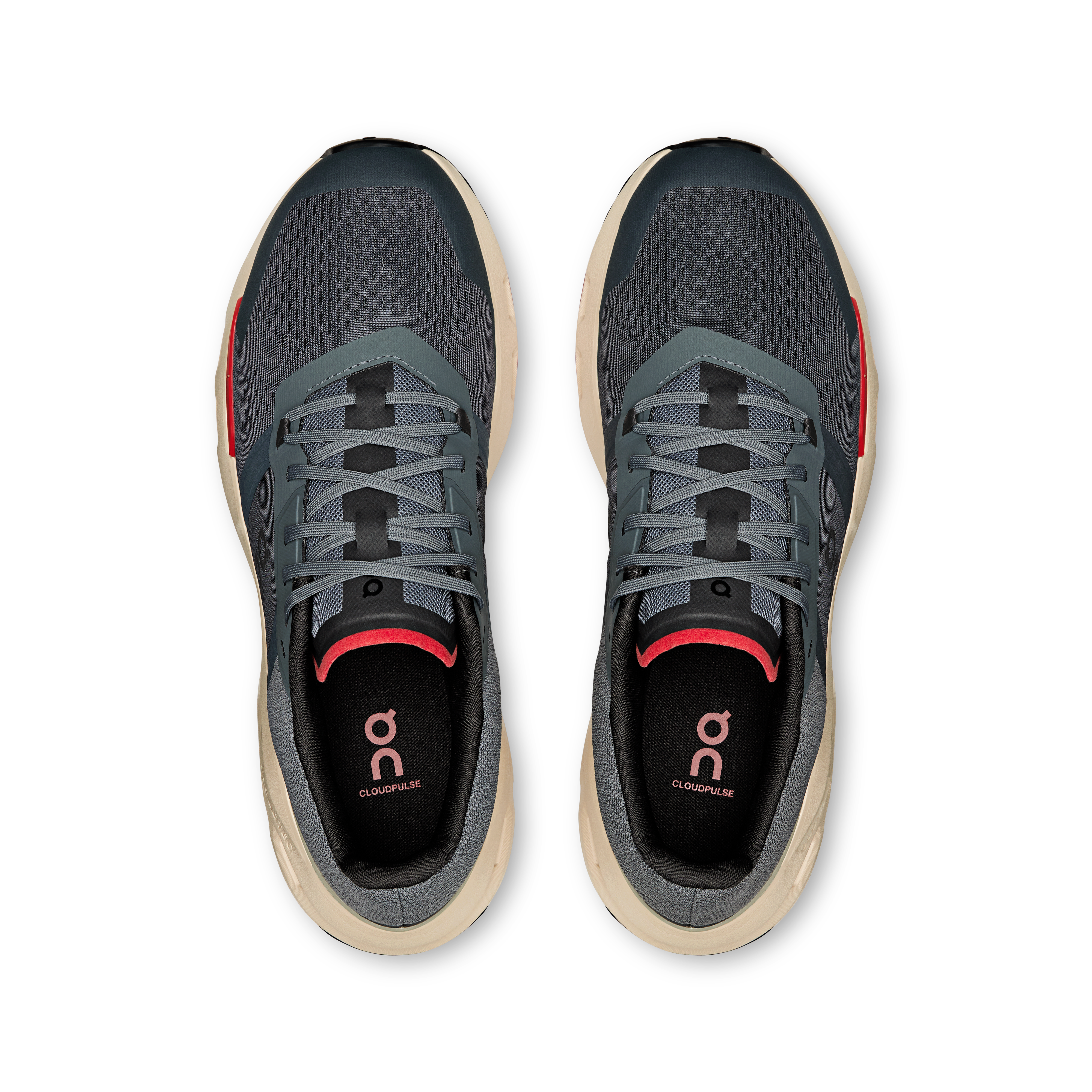 On Running Men's Cloudpulse Running Shoes - Lightweight & Breathable Sneakers for Jogging, Gym & Casual Wear (Stone/Red)