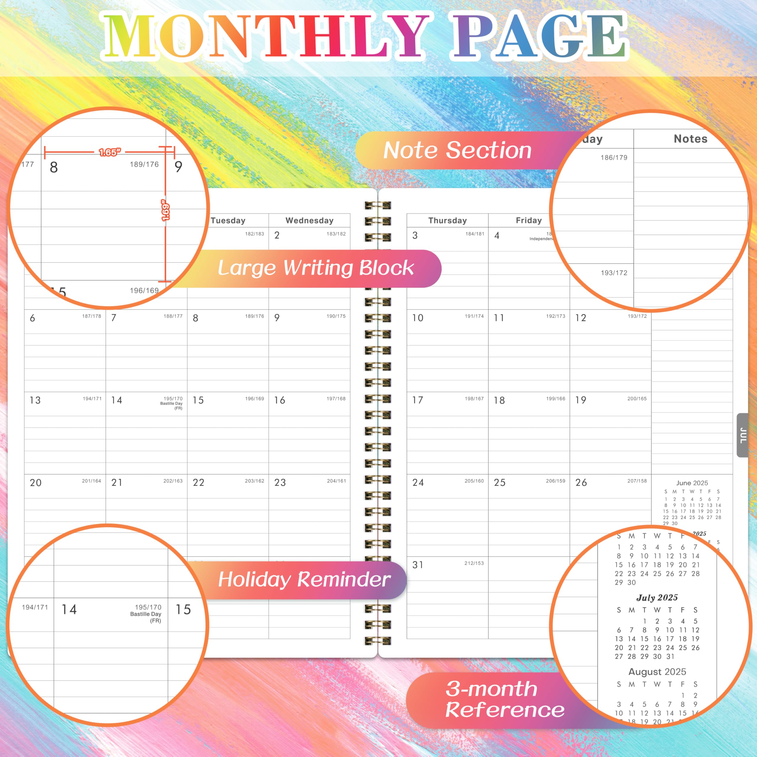 2025 Weekly & Monthly Planner - January to December 2025 Calendar with Tabs, 8