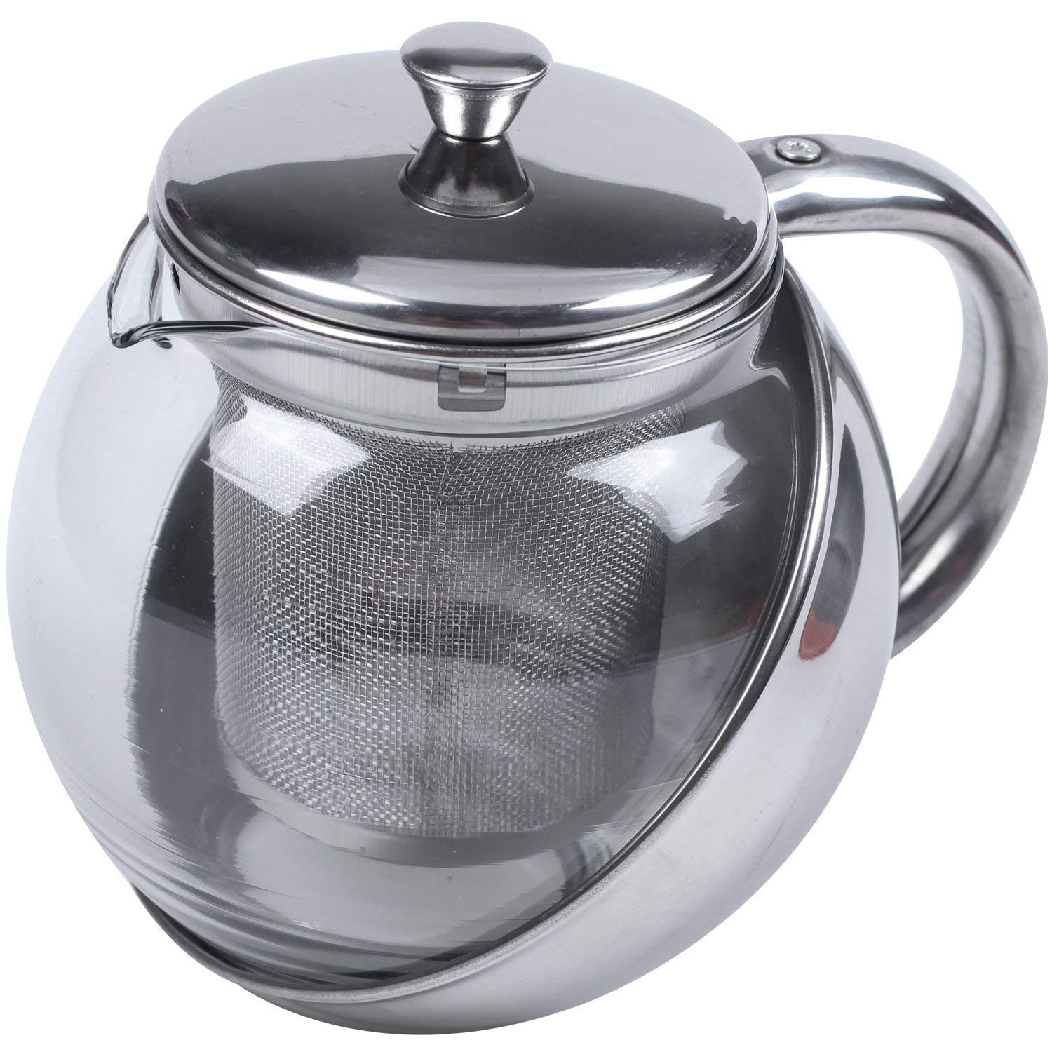 Premium Stainless Steel Tea Infuser with Glass Lid - 500ml Modern Herbal Tea Leaf Strainer for Loose Leaf Tea - Perfect for Home, Office, and Tea Ceremonies